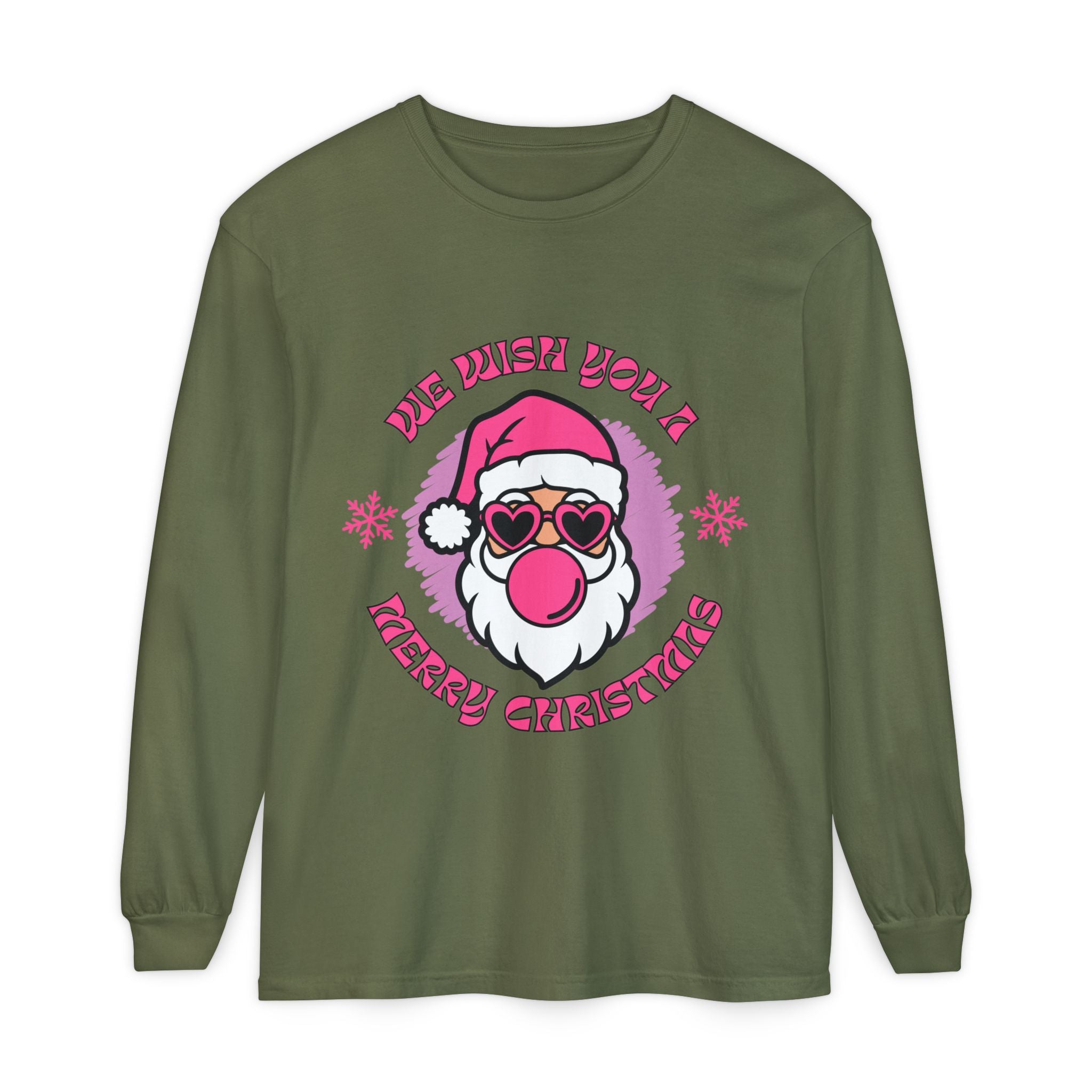 Merry Christmas Long Sleeve T-Shirt, Unisex Festive Tee, Holiday Wear, Santa Design Apparel, Christmas Gift Idea, Relaxed Fit Shirt