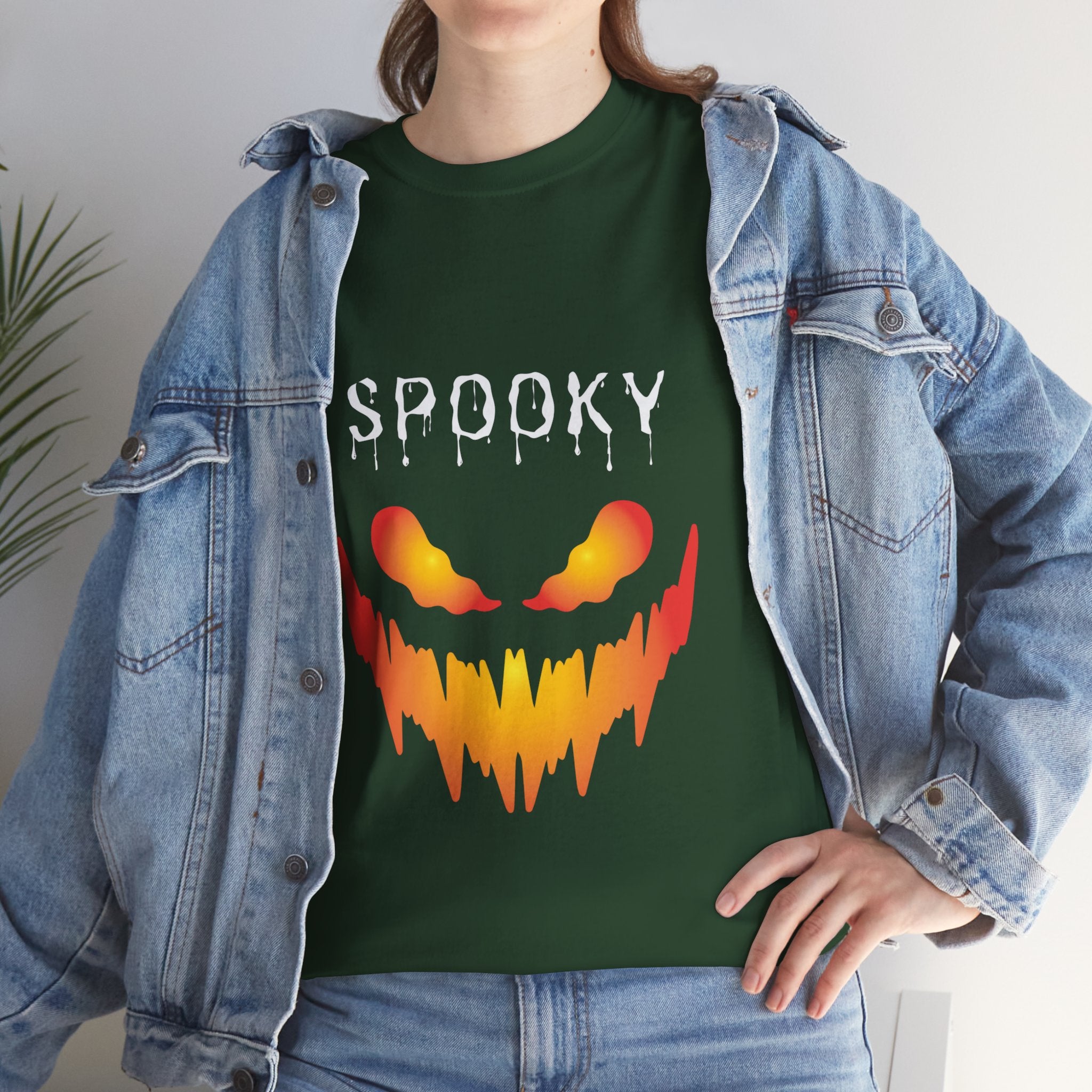 Spooky Unisex Heavy Cotton Tee - Halloween Shirt, Goth Fashion, Casual Wear, Festival Tee, Gift for Horror Fans
