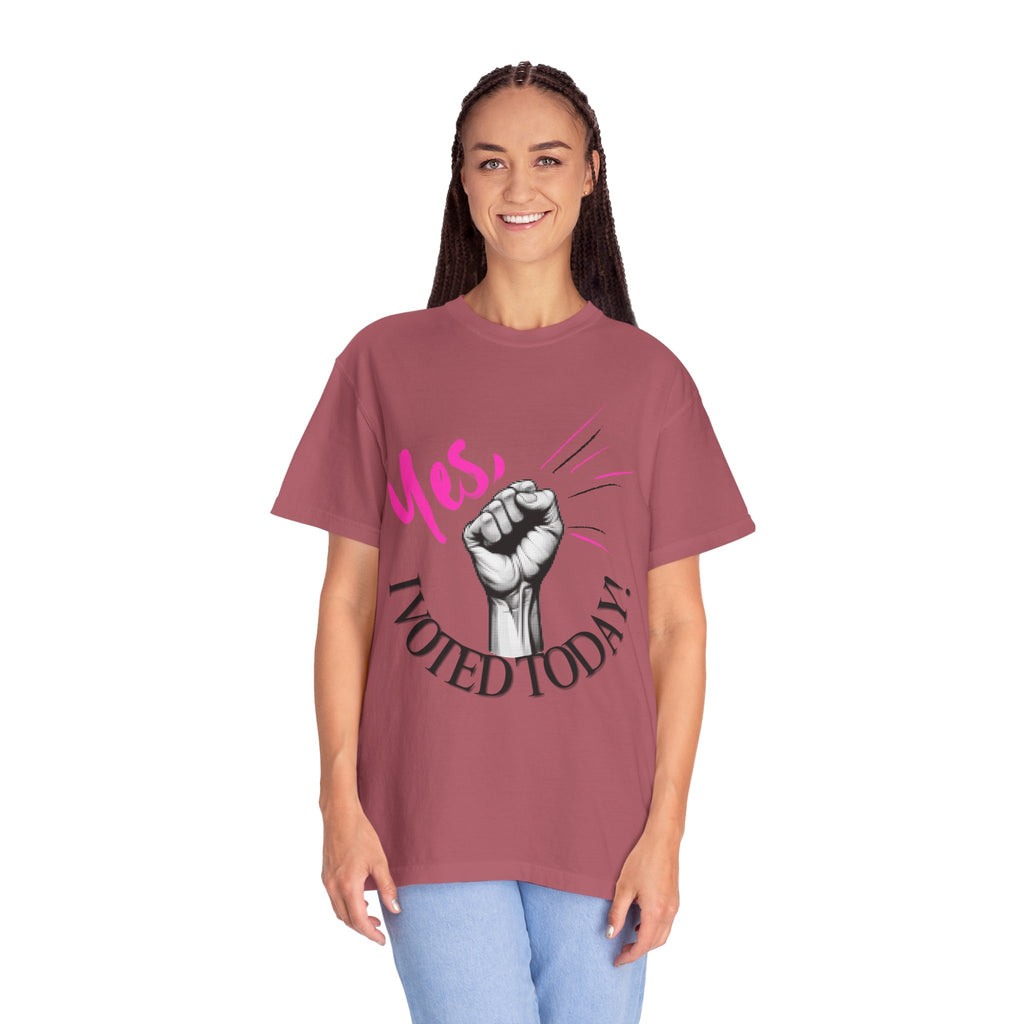 Empowering Voting T-shirt, Yes I Voted Today Tee, Unisex Garment-Dyed Shirt, Election Day Apparel, Civic Engagement Top
