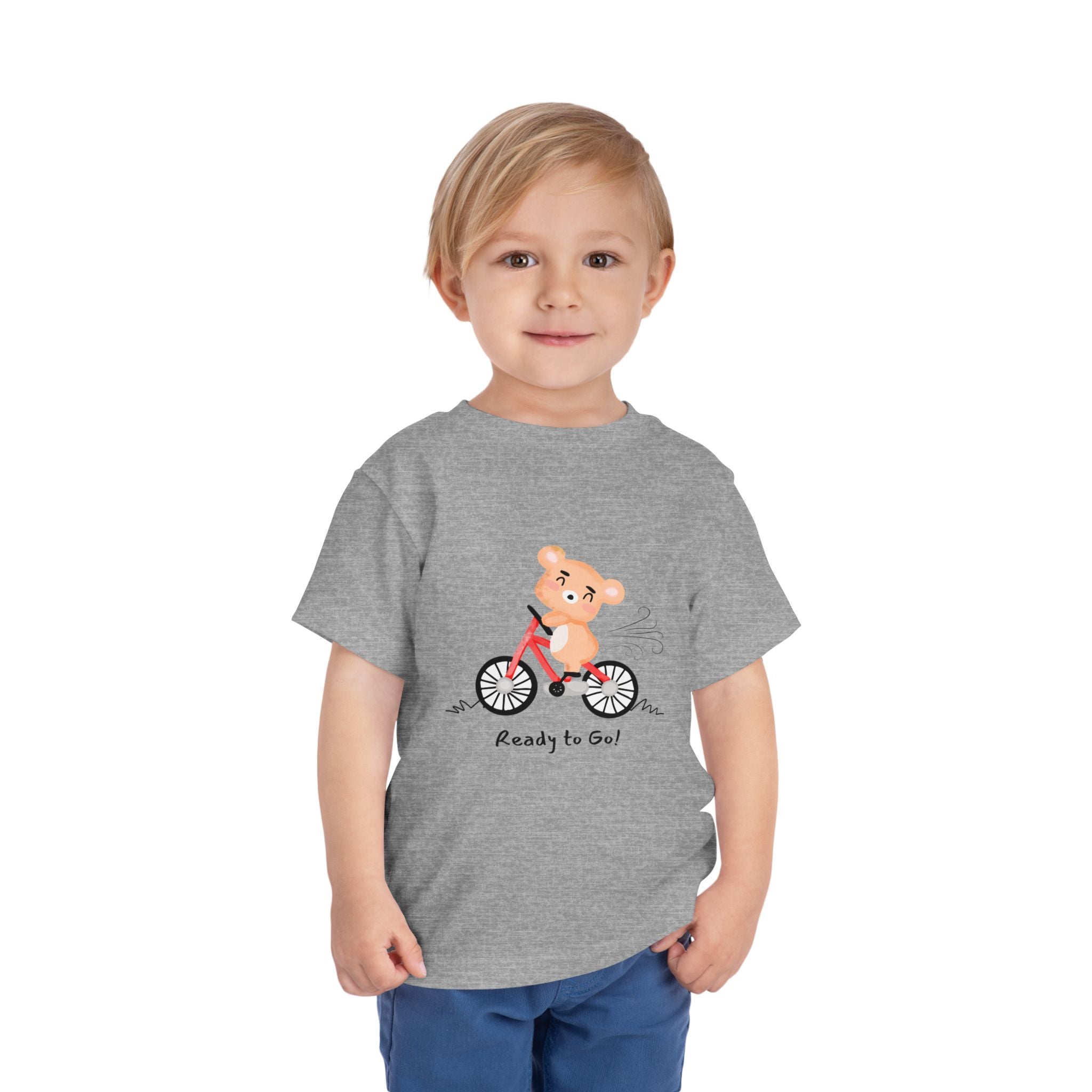 Cute Toddler Short Sleeve Tee - "Ready to Go!" Kids Shirt, Summer Outfit, Playful Apparel, Gift for Kids, Bicycle Design