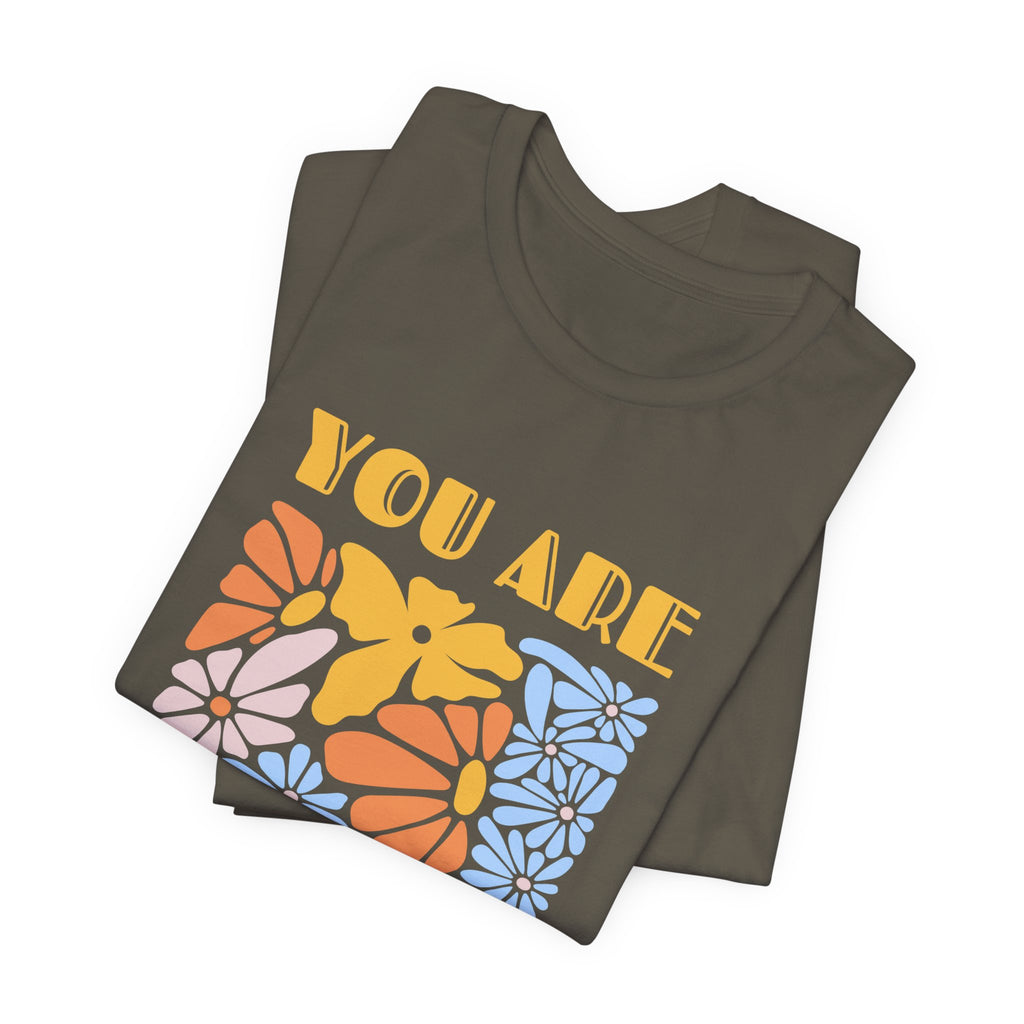 Positive Vibes Floral Tee: You Are Awesome, Unisex T-Shirt, Gift for Friends, Encouragement Shirt, Nature Lovers Tee, Everyday Comfort