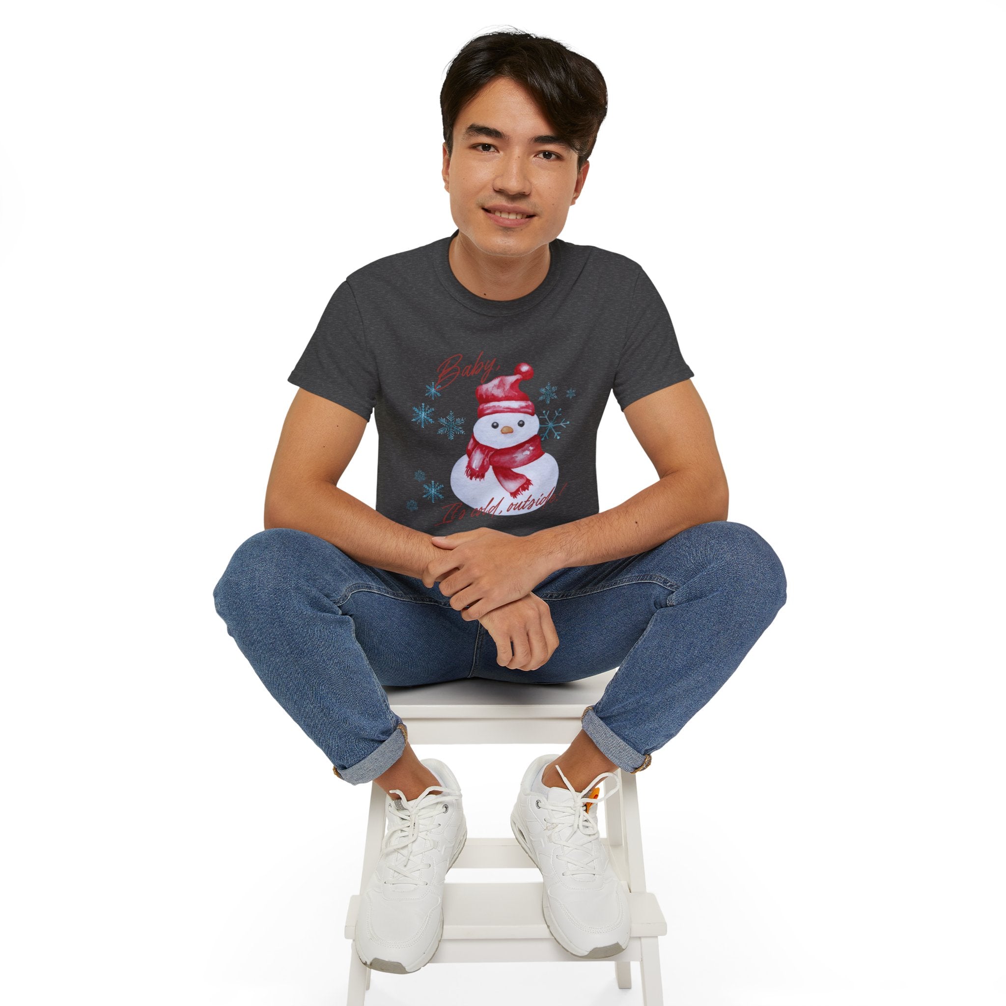 Winter Wonderland Snowman Tee, Unisex Cotton T-Shirt for Holiday Cheer, Christmas Party, Gift, Cozy Winter Apparel