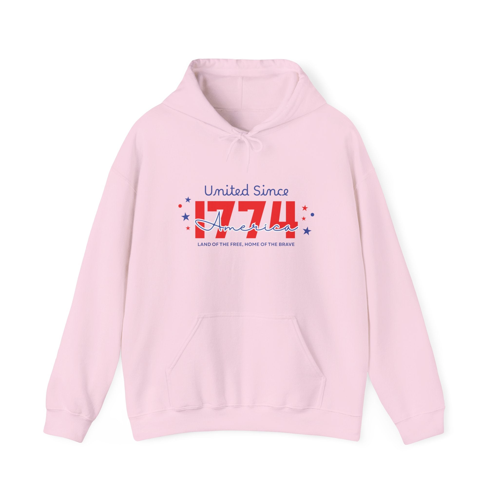 Patriotic Hooded Sweatshirt - United Since 1774, Unisex Pullover, 4th of July Gift, Cozy Fall Apparel, Red White Blue Hoodie