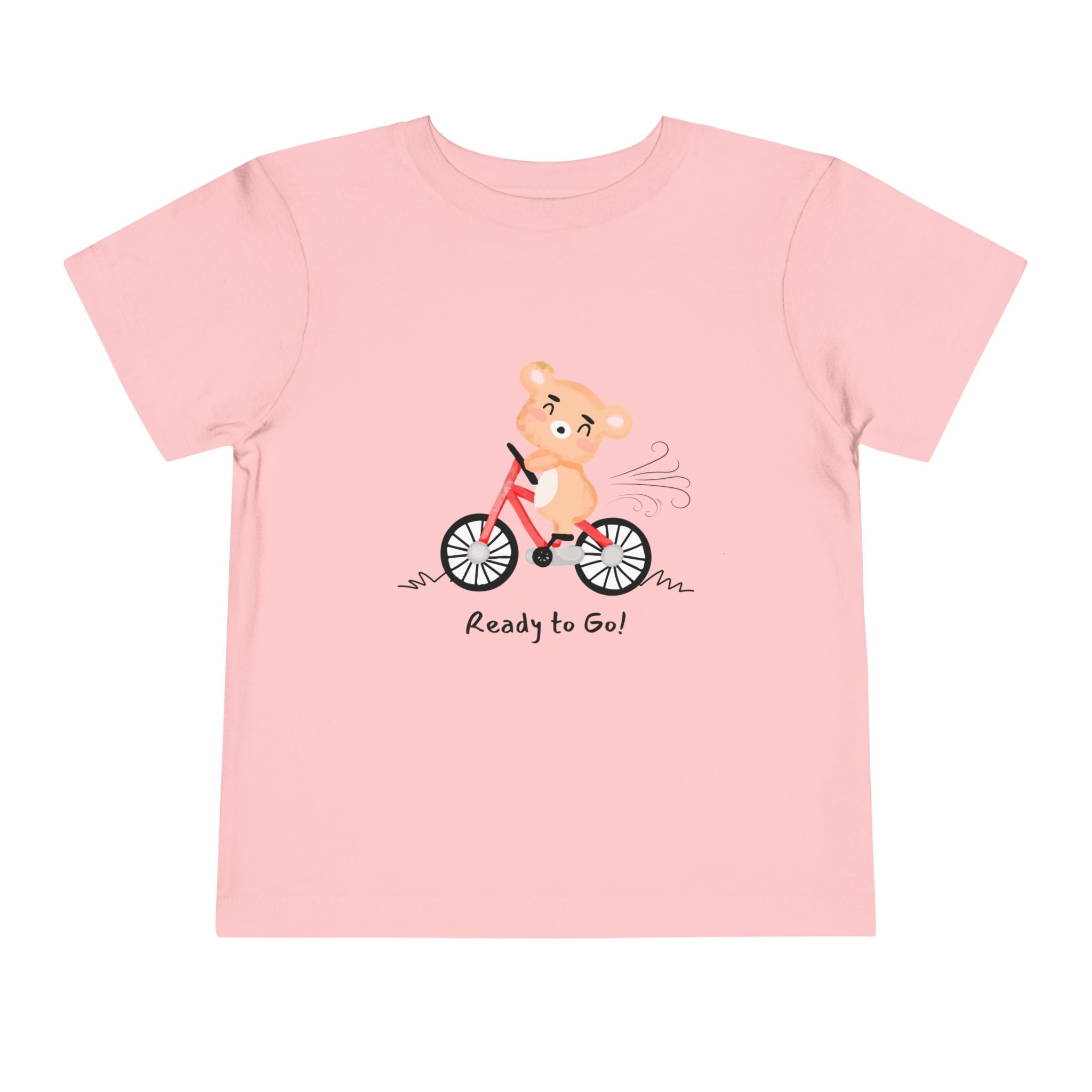 Cute Toddler Short Sleeve Tee - "Ready to Go!" Kids Shirt, Summer Outfit, Playful Apparel, Gift for Kids, Bicycle Design