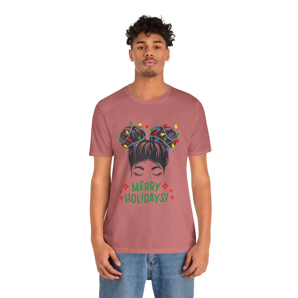Festive Holiday Tee - Merry Holidays Graphic, Unisex Jersey Short Sleeve Shirt, Christmas Apparel, Seasonal Gift, Cozy Vibes