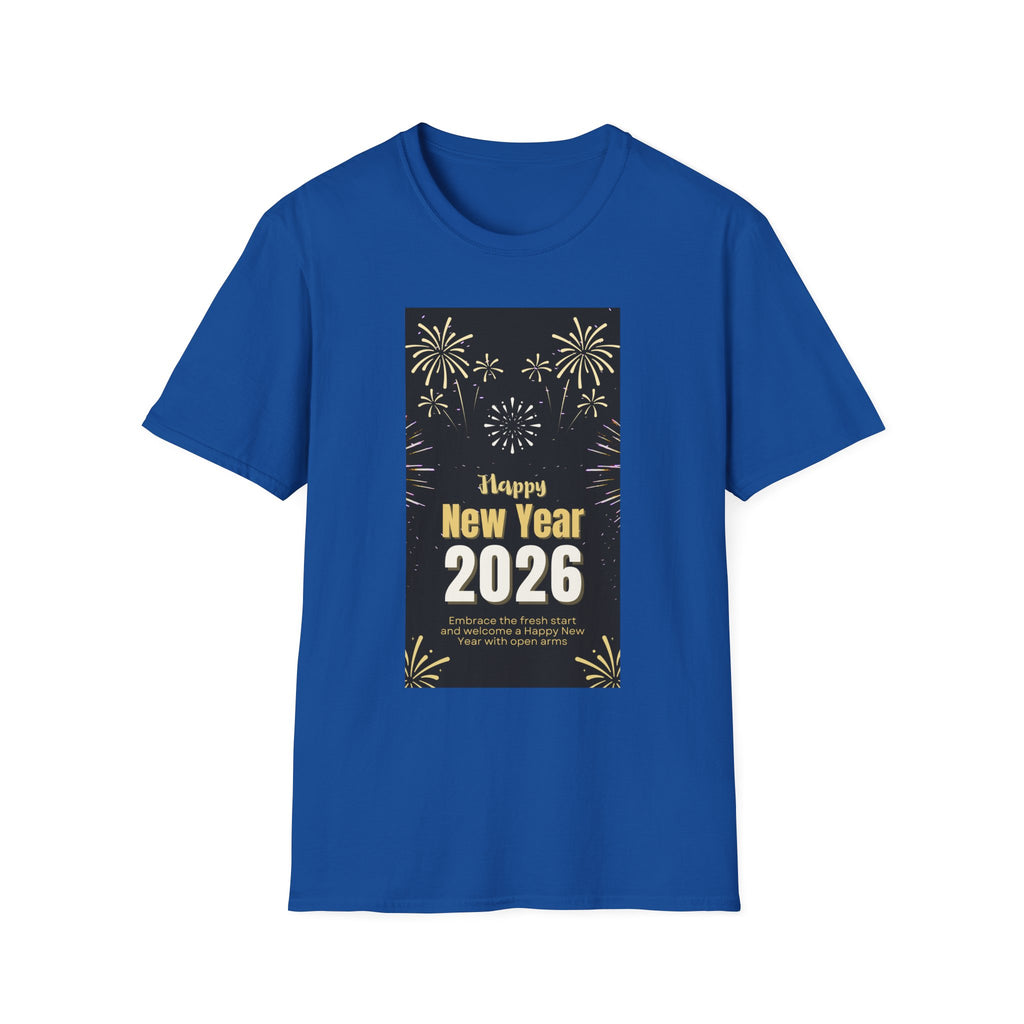 Happy New Year 2026 Unisex Softstyle T-Shirt, New Year Celebration Tee, Unisex Graphic Shirt, Festive Apparel, Holiday Gift