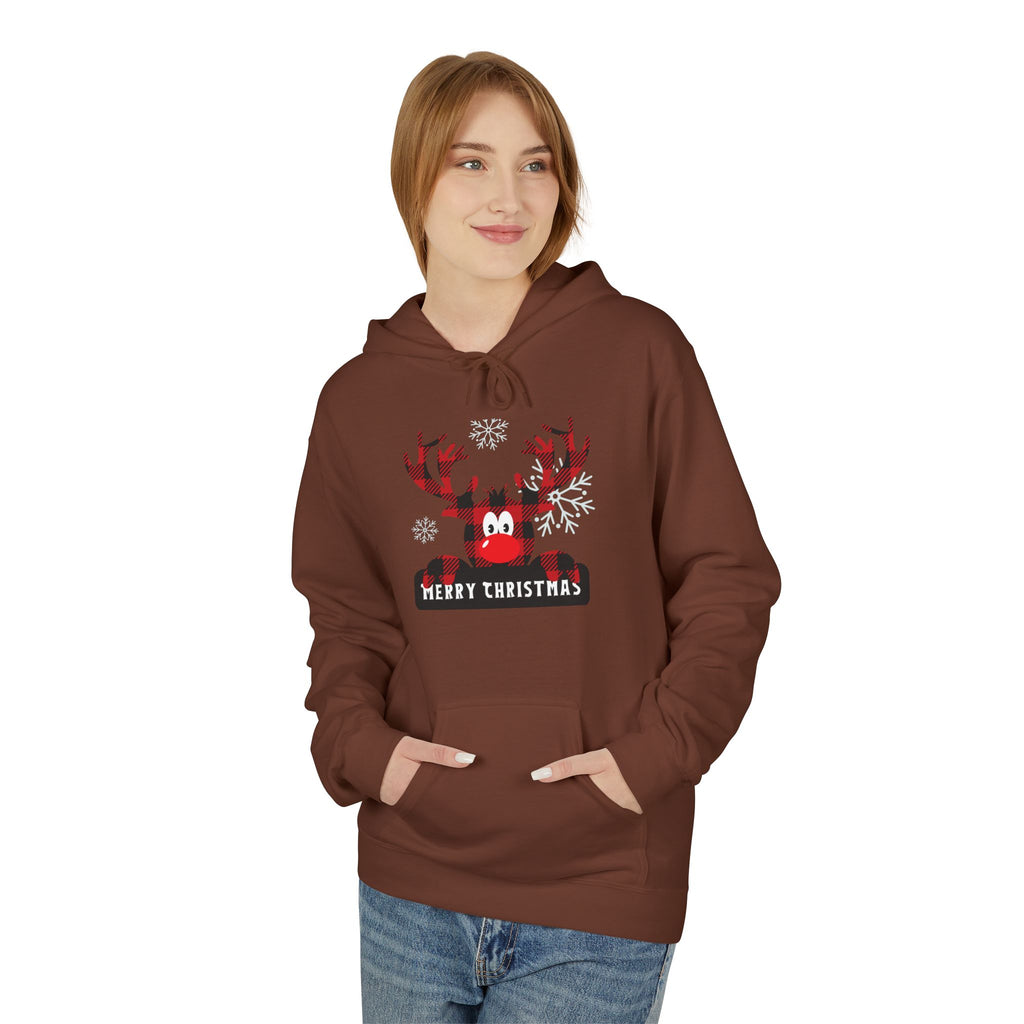 Christmas Reindeer Fleece Hoodie - Unisex, Cozy Winter Wear, Holiday Gift, Festive Apparel, Merry Christmas Hoodie