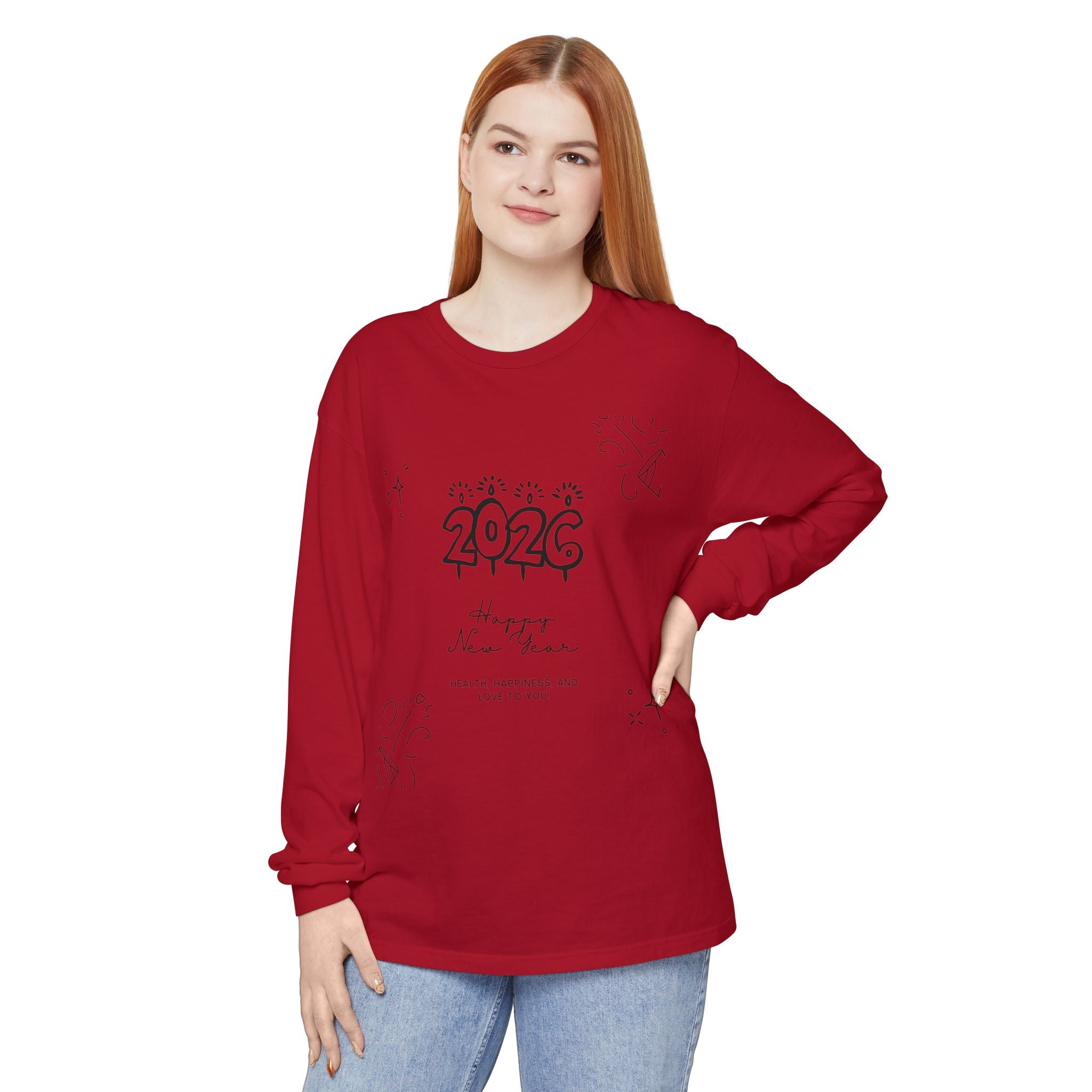2026 Happy New Year Long Sleeve T-Shirt | Cozy Holiday Top, Unisex Style, Celebration Apparel, Gift for Him/Her, Festive Fashion