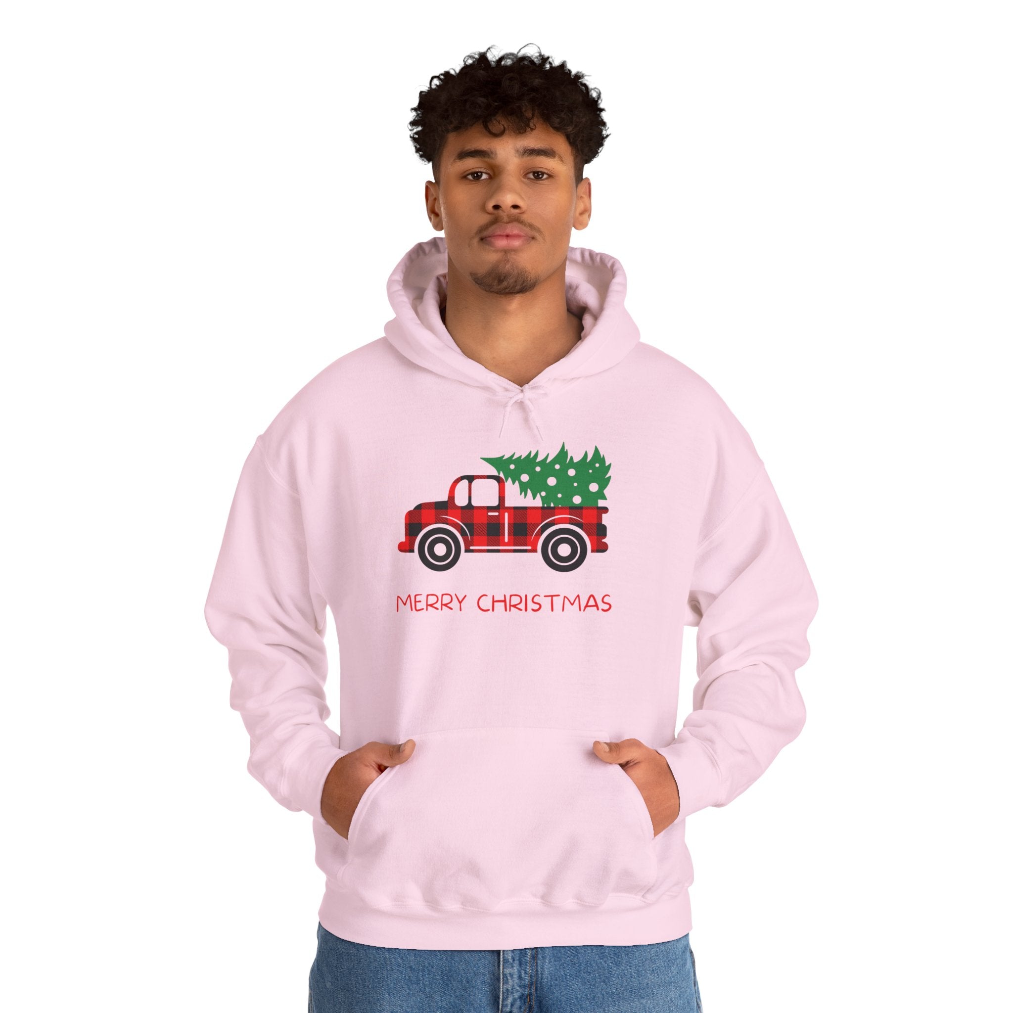 Merry Christmas Truck Hoodie, Festive Sweatshirt, Holiday Gift, Cozy Winter Apparel, Unisex Christmas Wear