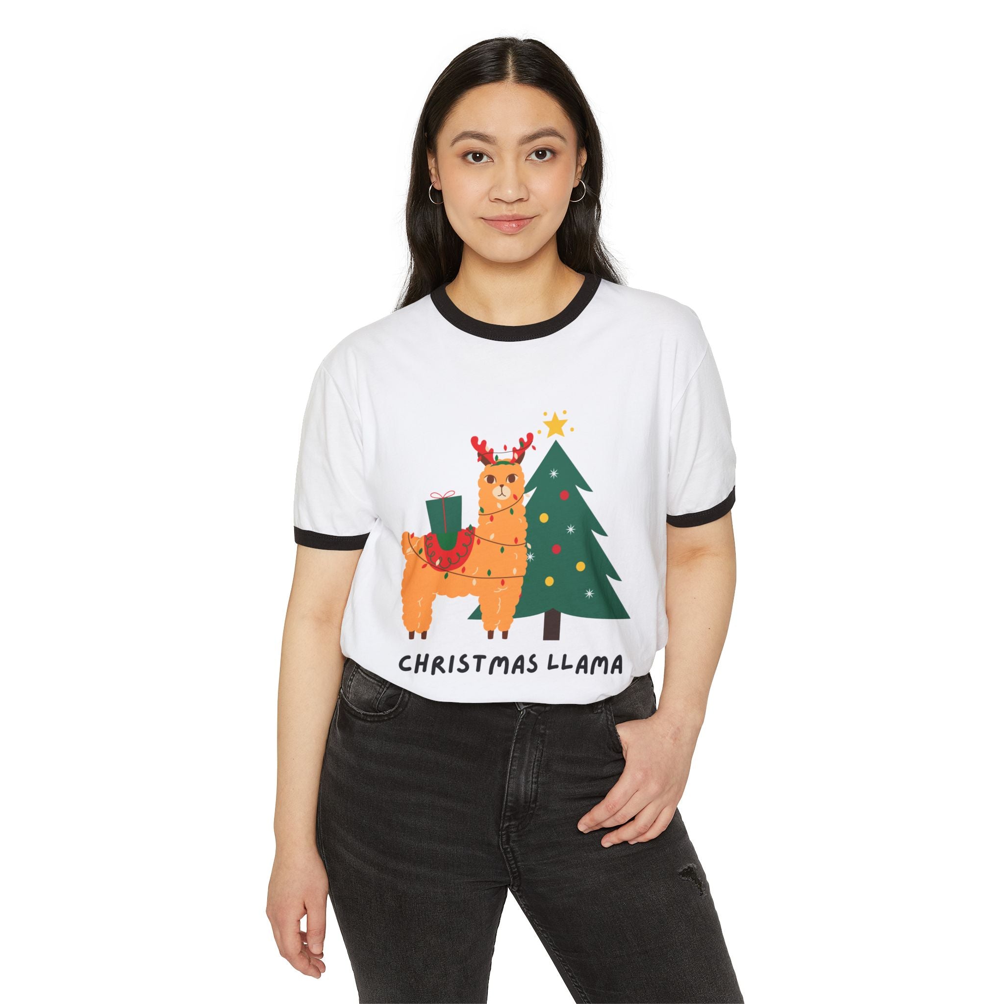 Festive Christmas Llama T-Shirt, Fun Holiday Tee, Unisex Gift, Cute Winter Apparel, Cozy Christmas Clothing, Seasonal Statement Shirt