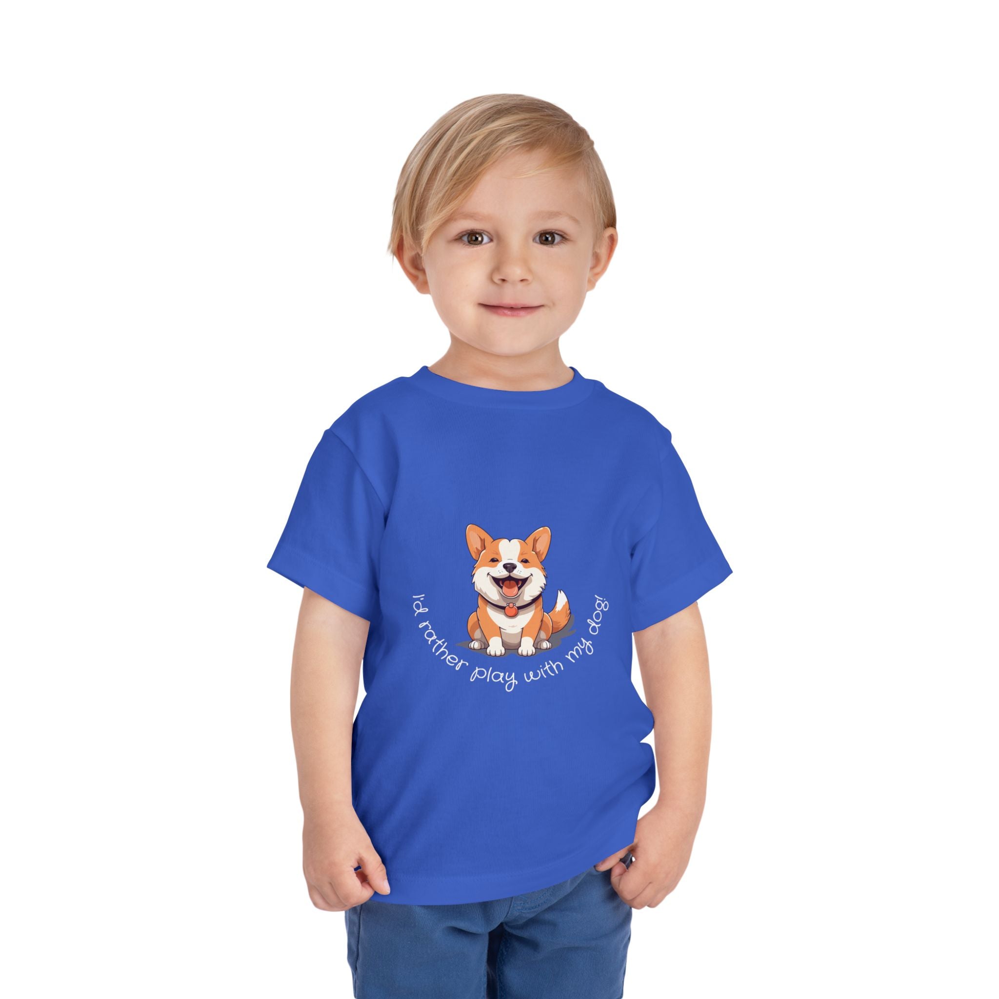 Cute Dog Lover Toddler Tee, I'd Rather Play with My Dog, Perfect for Dog Lovers, Birthday, Gift for Kids, Everyday Wear