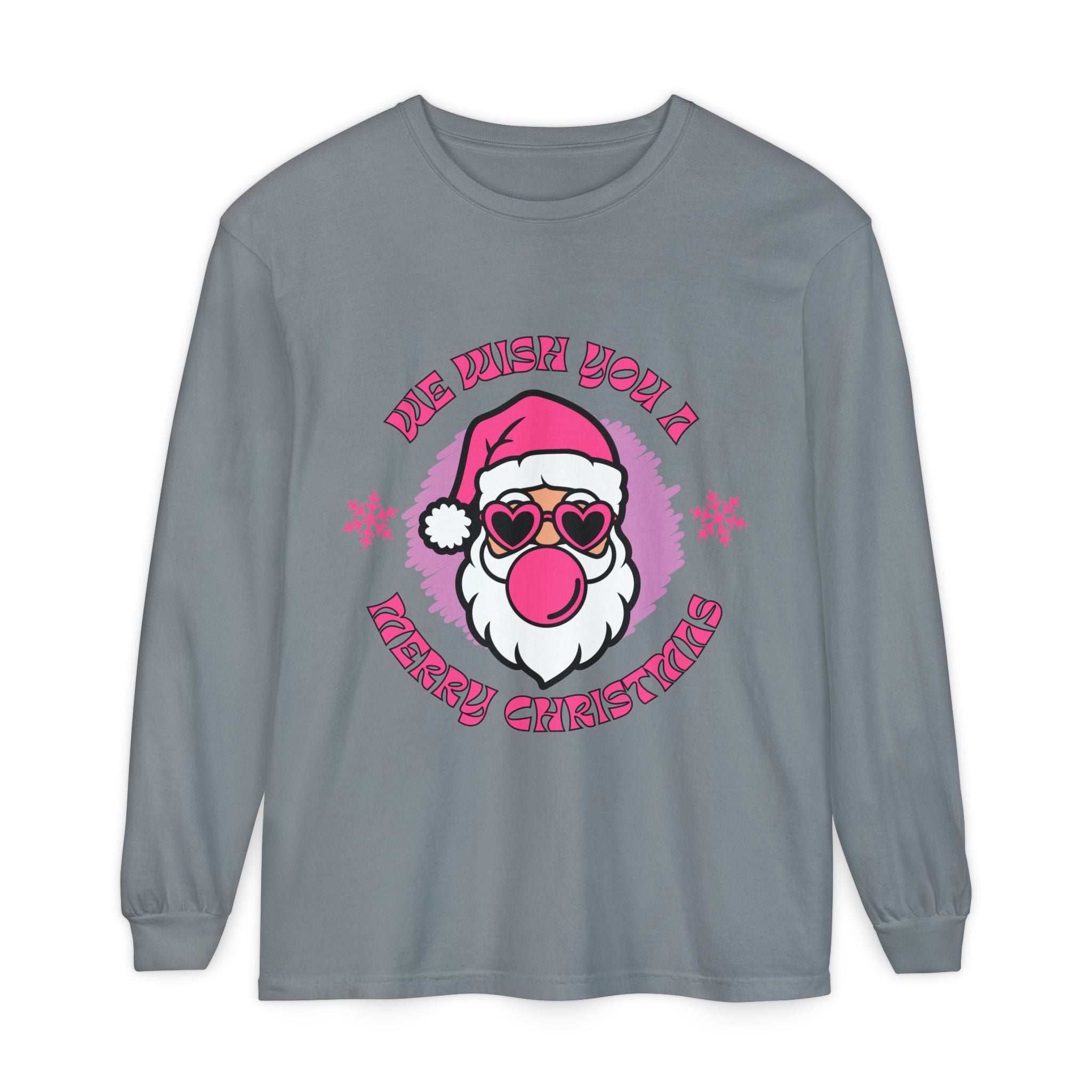 Merry Christmas Long Sleeve T-Shirt, Unisex Festive Tee, Holiday Wear, Santa Design Apparel, Christmas Gift Idea, Relaxed Fit Shirt