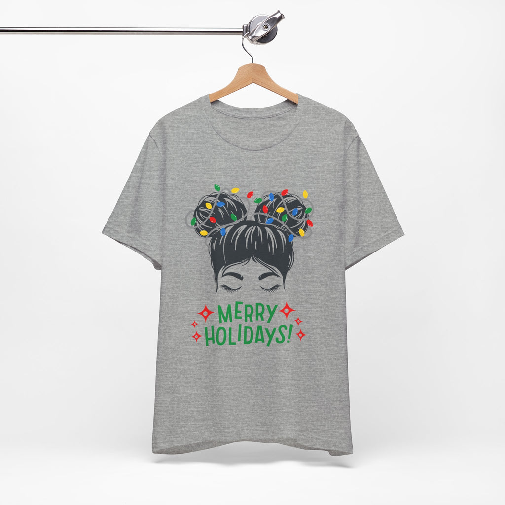 Festive Holiday Tee - Merry Holidays Graphic, Unisex Jersey Short Sleeve Shirt, Christmas Apparel, Seasonal Gift, Cozy Vibes