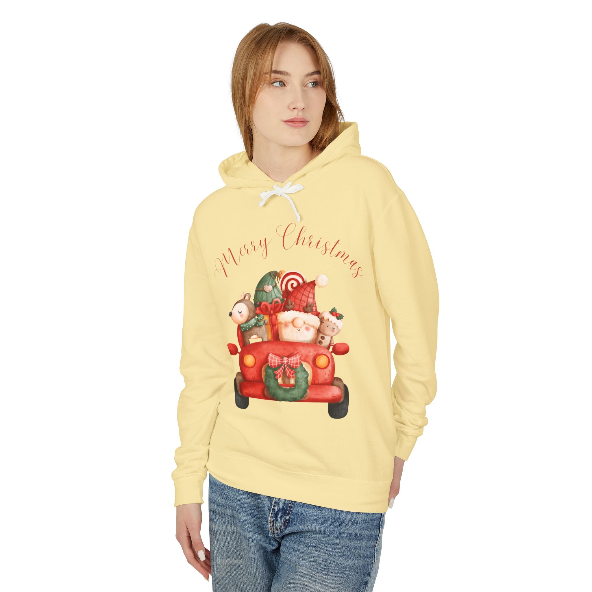 Merry Christmas Hoodie, Unisex Lightweight Sweatshirt, Holiday Gift, Cozy Christmas Sweatshirt, Festive Apparel, Christmas Outfit