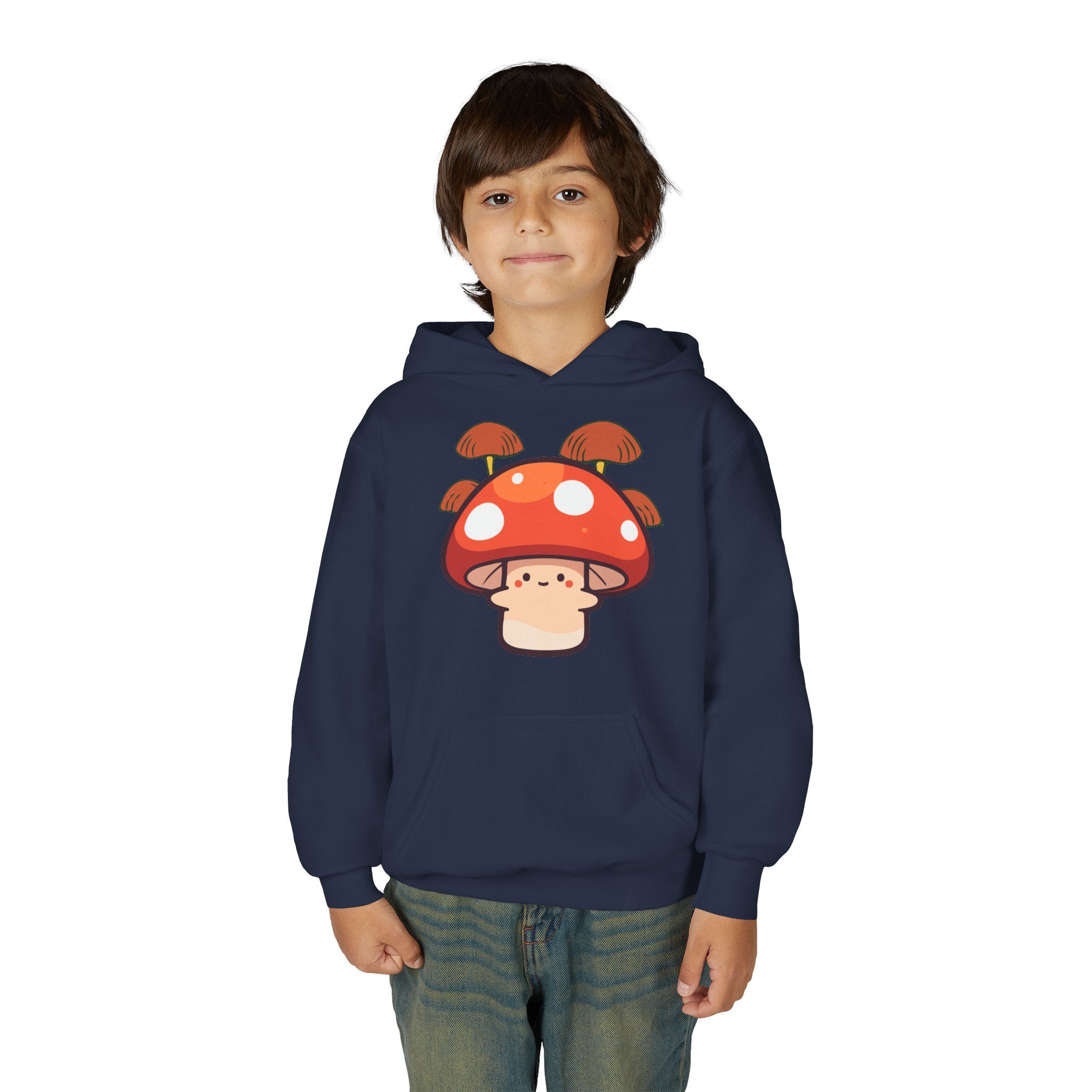 Cute Mushroom Youth Hoodie, Cozy Mushroom Sweatshirt for Kids, Perfect for Fall, Gifts for Young Nature Lovers, Fun Casual Wear
