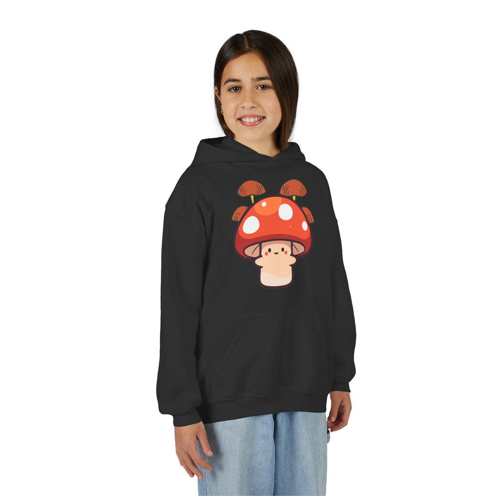 Cute Mushroom Youth Hoodie, Cozy Mushroom Sweatshirt for Kids, Perfect for Fall, Gifts for Young Nature Lovers, Fun Casual Wear