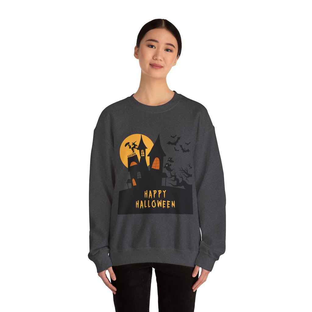 Halloween Haunted House Sweatshirt, Cozy Fall Wardrobe, Unisex Pullover, Spooky Season, Halloween Gift Idea, Festival Apparel