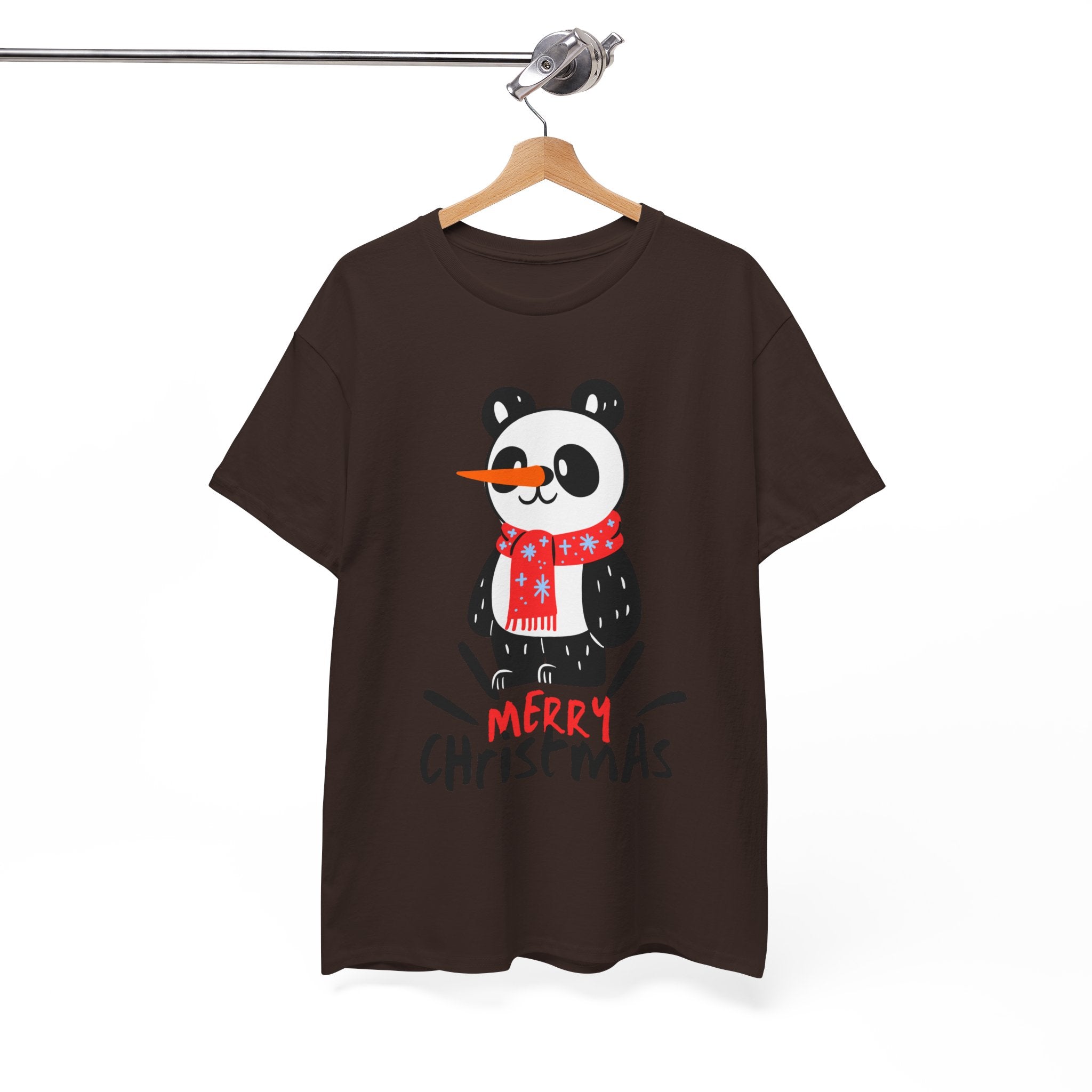 Cute Merry Christmas Panda Tee for Holiday Cheer, Unisex Cotton T-Shirt, Fun Gift for Him & Her, Christmas Apparel, Winter Gathering