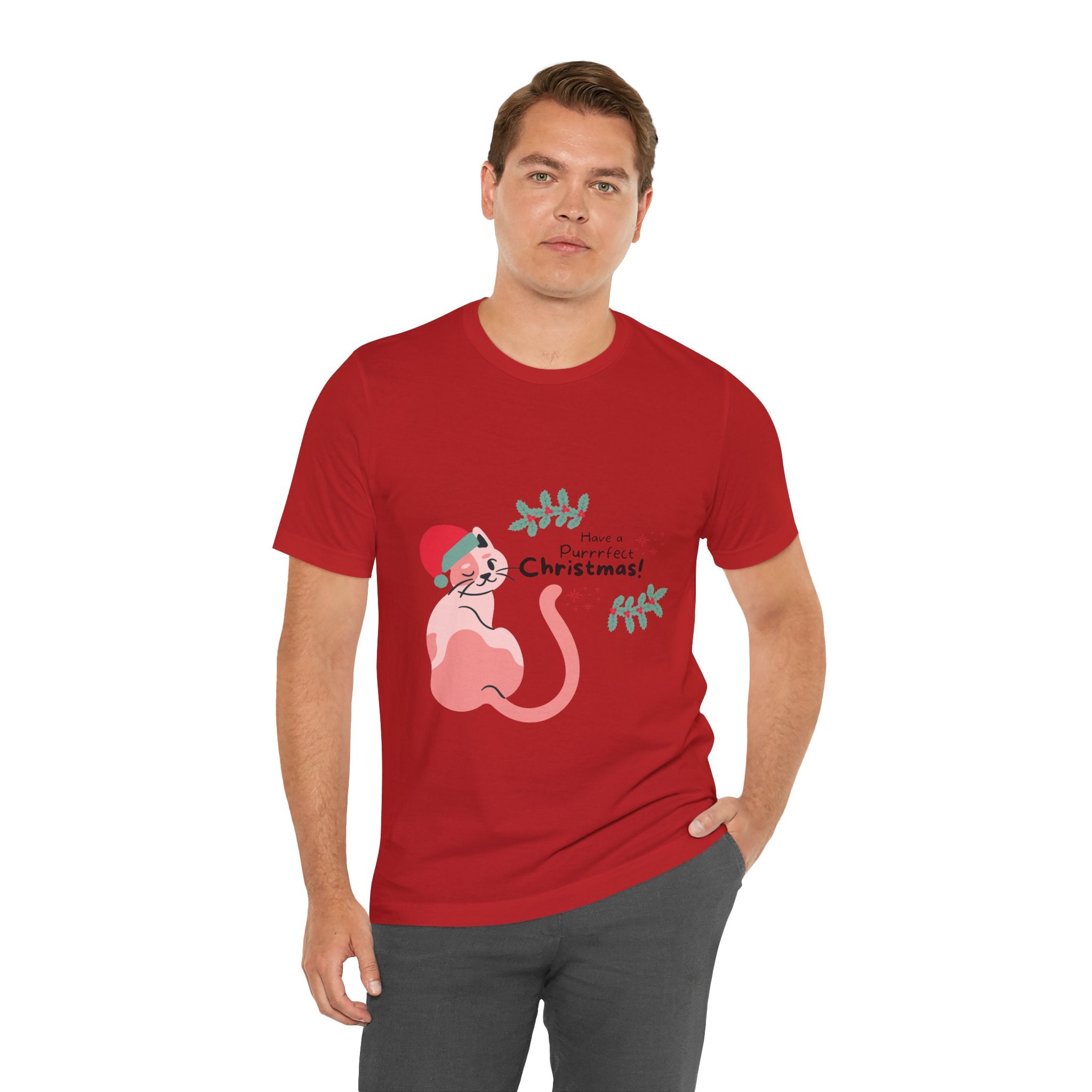 Festive Cat Christmas Tee, Holiday T-Shirt, Cat Lover Gift, Unisex Christmas Shirt, Seasonal Apparel, Winter Outfit