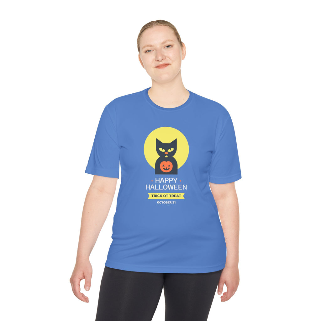 Halloween Cat Unisex Moisture Wicking Tee, Spooky T-Shirt, Trick or Treat Tee, Halloween Costume Shirt, Fall Apparel
