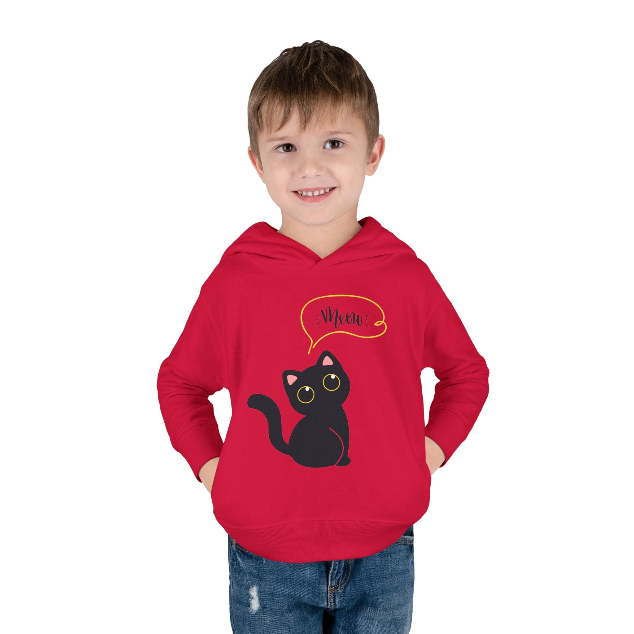 Black Cat Toddler Fleece Hoodie, Cute Kids Pullover, Cat Lover Gift, Birthday Present, Cozy Toddler Clothes