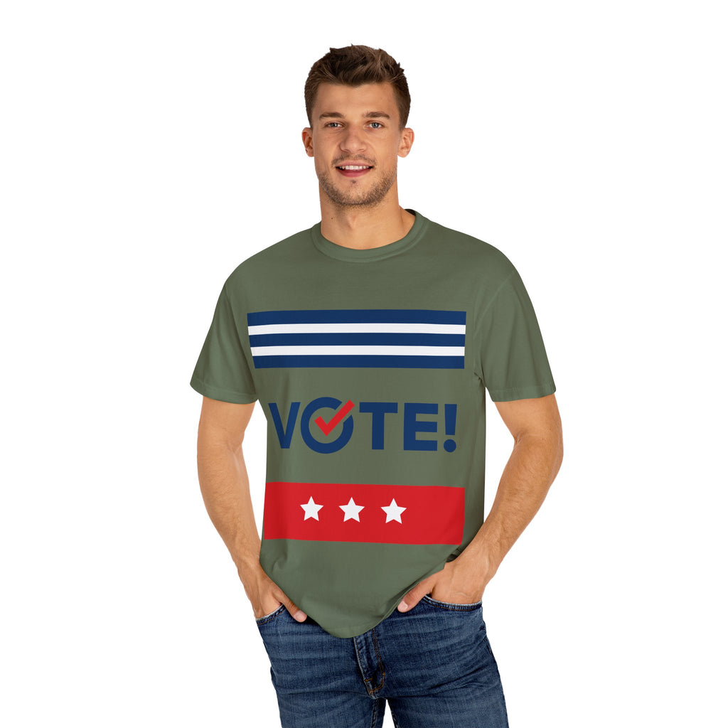 Vote! Garment-Dyed T-Shirt | Unisex Voter Apparel, Election Day Outfit, Political Statement Tee, Casual Advocacy Shirt, Gift for Activists