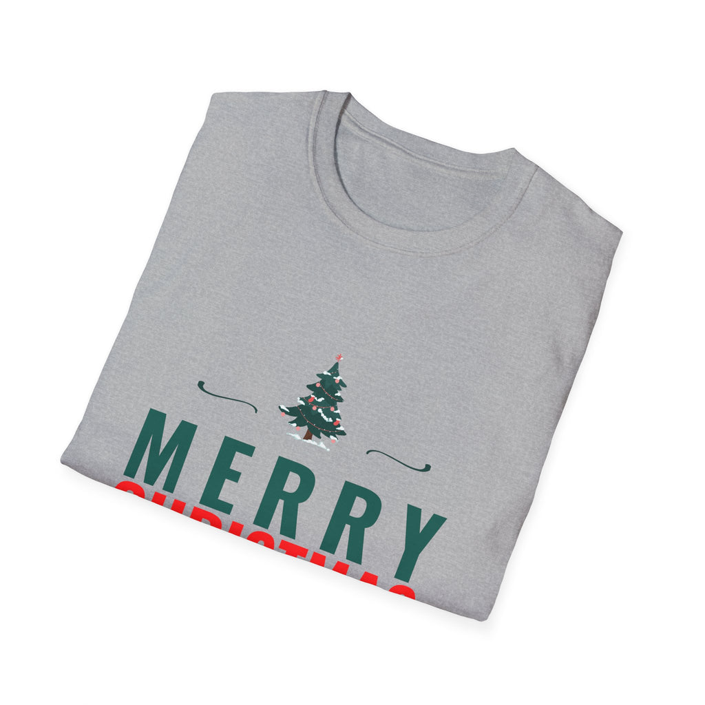 Merry Christmas Unisex Softstyle T-Shirt, Holiday T-Shirt, Christmas Apparel, Festive Tee, New Year Shirt, Gift for Him/Her