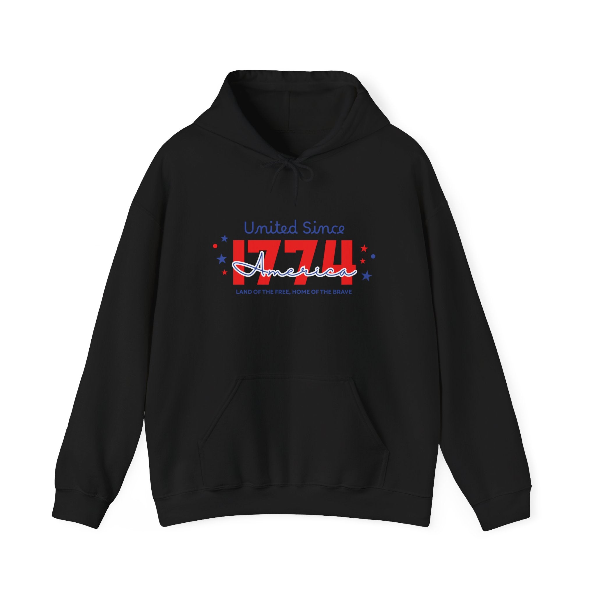 Patriotic Hooded Sweatshirt - United Since 1774, Unisex Pullover, 4th of July Gift, Cozy Fall Apparel, Red White Blue Hoodie
