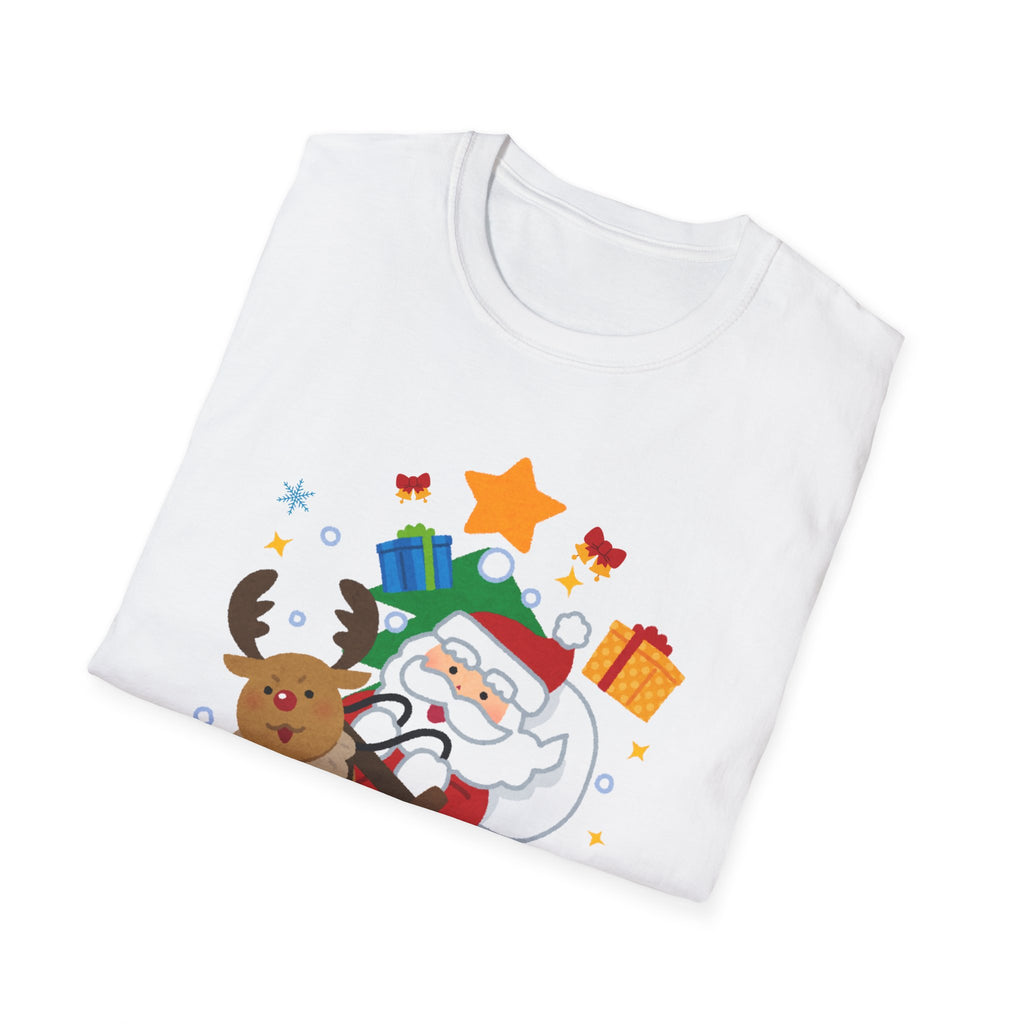 Festive Santa T-Shirt with Merry Christmas Design, Unisex Holiday Tee, Christmas Gift, Family Gathering Apparel, Cozy Winter Wear