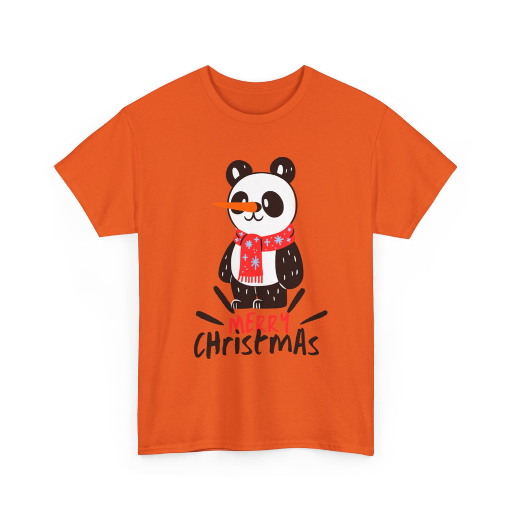 Cute Merry Christmas Panda Tee for Holiday Cheer, Unisex Cotton T-Shirt, Fun Gift for Him & Her, Christmas Apparel, Winter Gathering