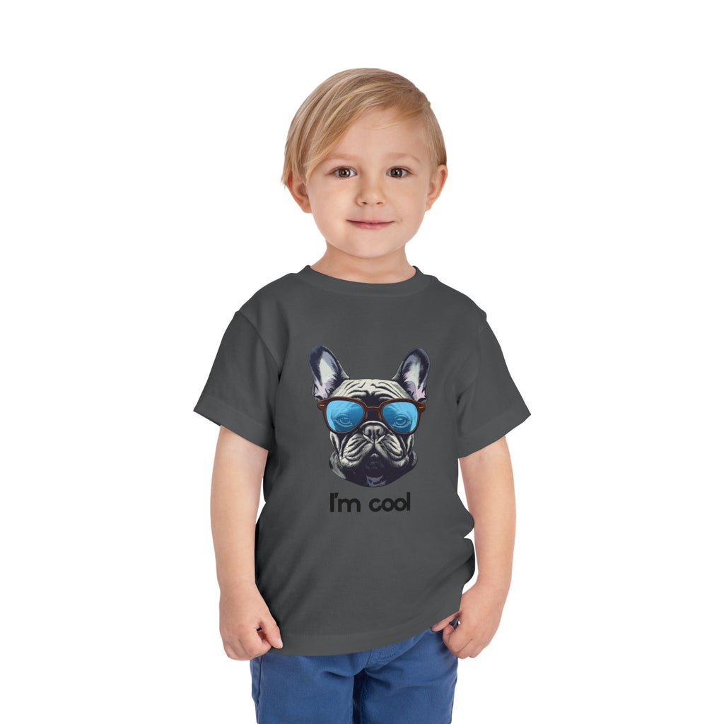 Cool French Bulldog Toddler Tee, I'm Cool Shirt, Kids Summer Tee, Pet Lover Gift, Cute Toddler Outfit