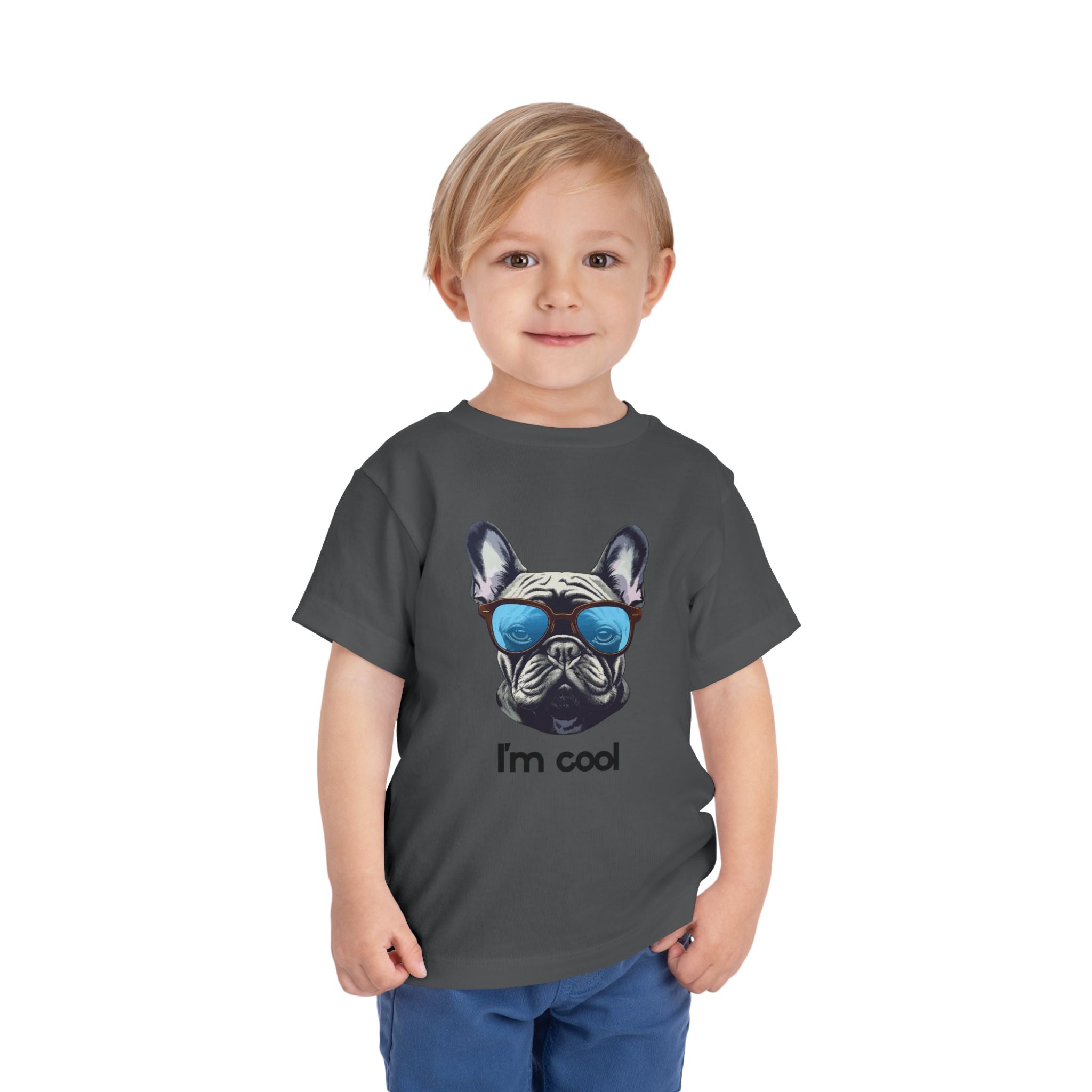 Cool French Bulldog Toddler Tee, I'm Cool Shirt, Kids Summer Tee, Pet Lover Gift, Cute Toddler Outfit