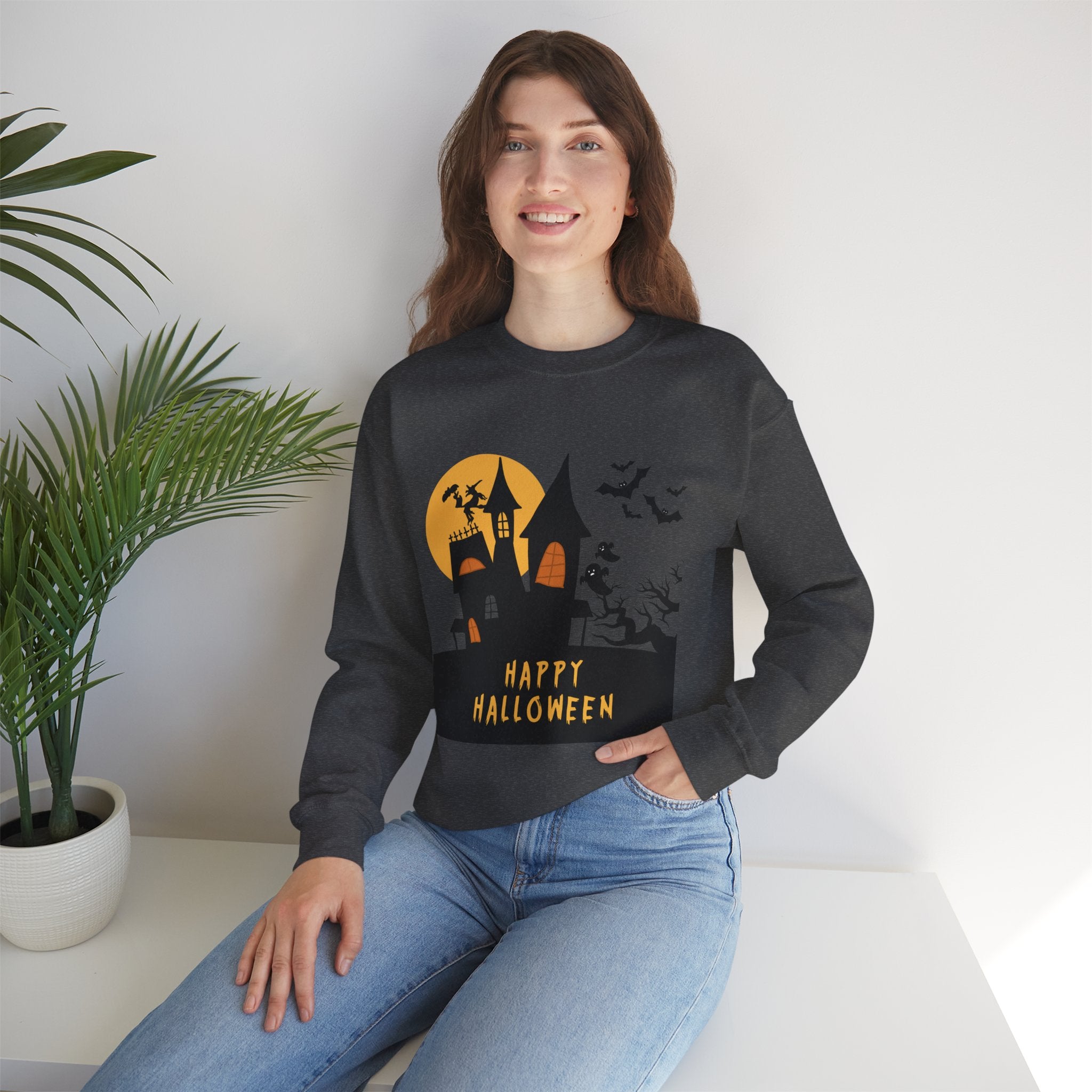 Halloween Haunted House Sweatshirt, Cozy Fall Wardrobe, Unisex Pullover, Spooky Season, Halloween Gift Idea, Festival Apparel