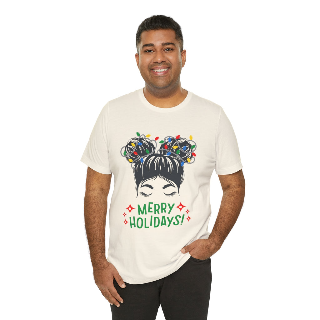 Festive Holiday Tee - Merry Holidays Graphic, Unisex Jersey Short Sleeve Shirt, Christmas Apparel, Seasonal Gift, Cozy Vibes