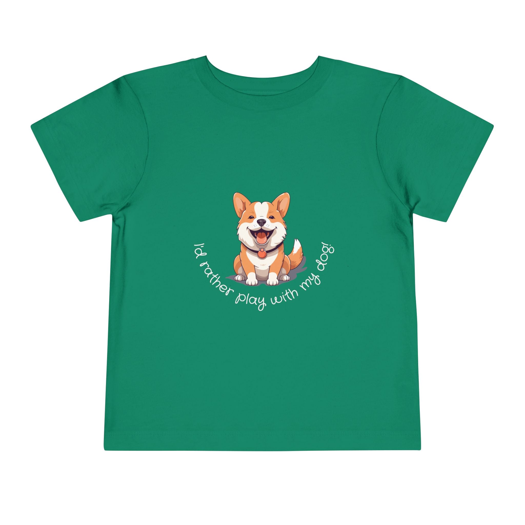 Cute Dog Lover Toddler Tee, I'd Rather Play with My Dog, Perfect for Dog Lovers, Birthday, Gift for Kids, Everyday Wear