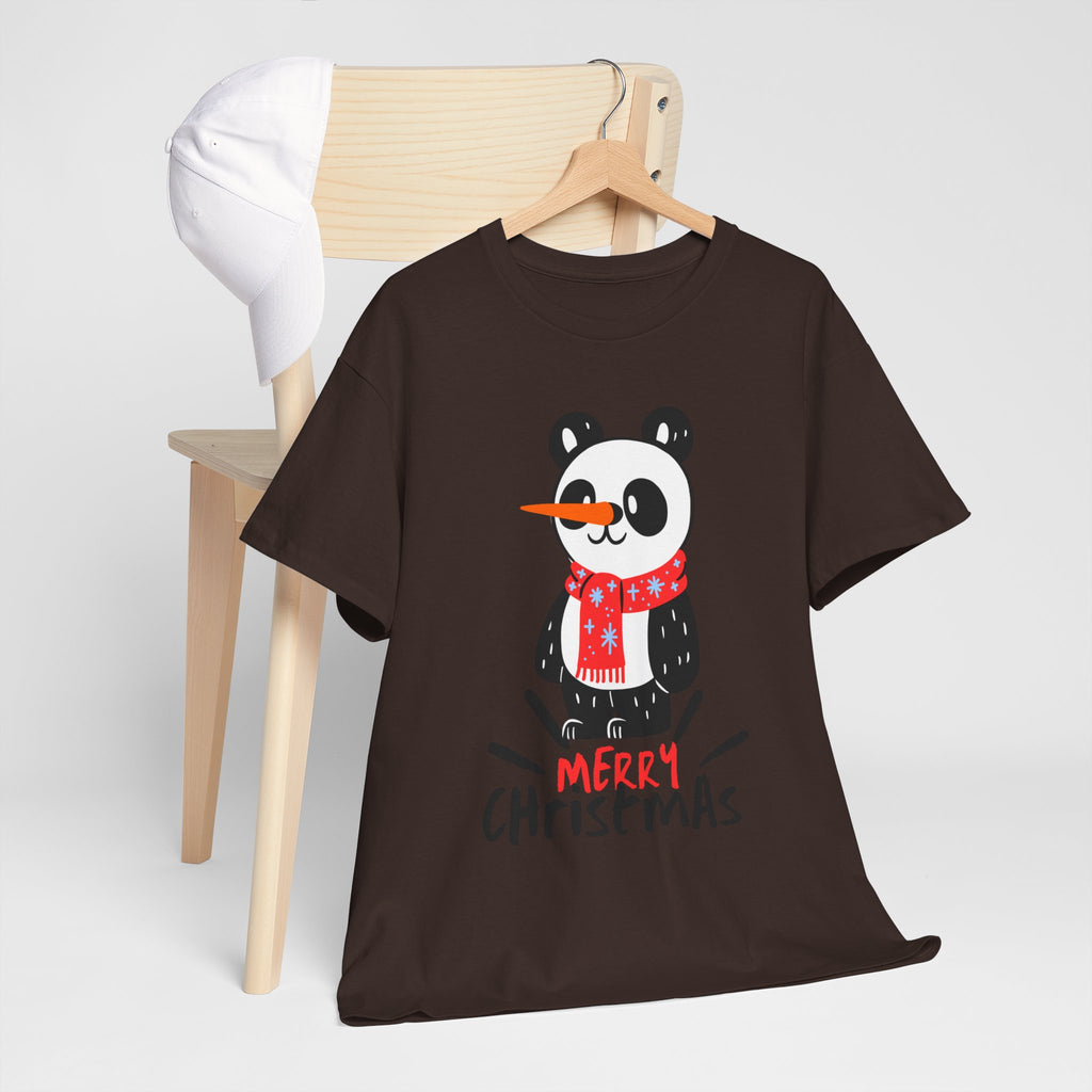 Cute Merry Christmas Panda Tee for Holiday Cheer, Unisex Cotton T-Shirt, Fun Gift for Him & Her, Christmas Apparel, Winter Gathering