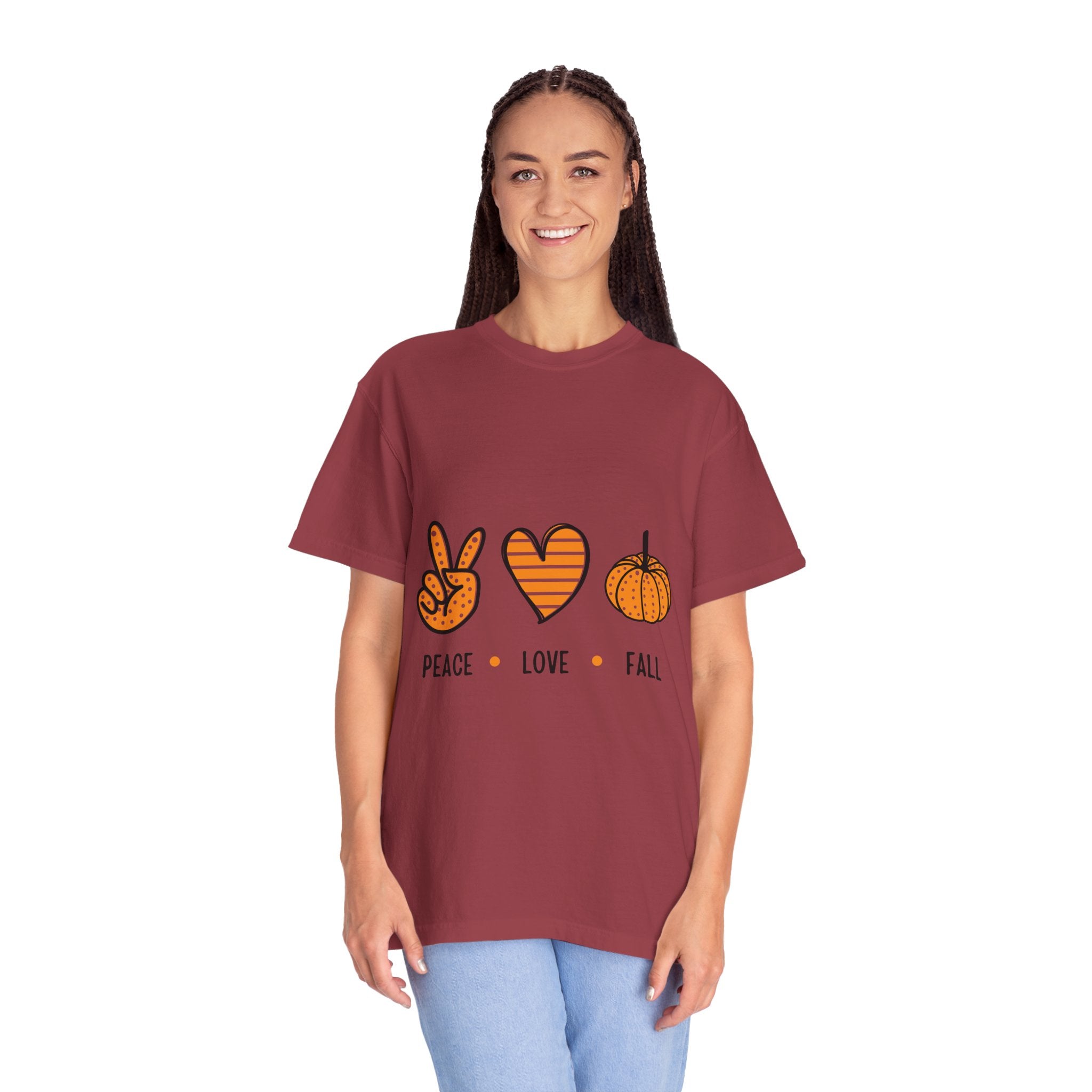 Peace Love Fall T-Shirt, Unisex Tee for Autumn, Cozy Casual Wear, Thanksgiving Gift, Fall Fashion
