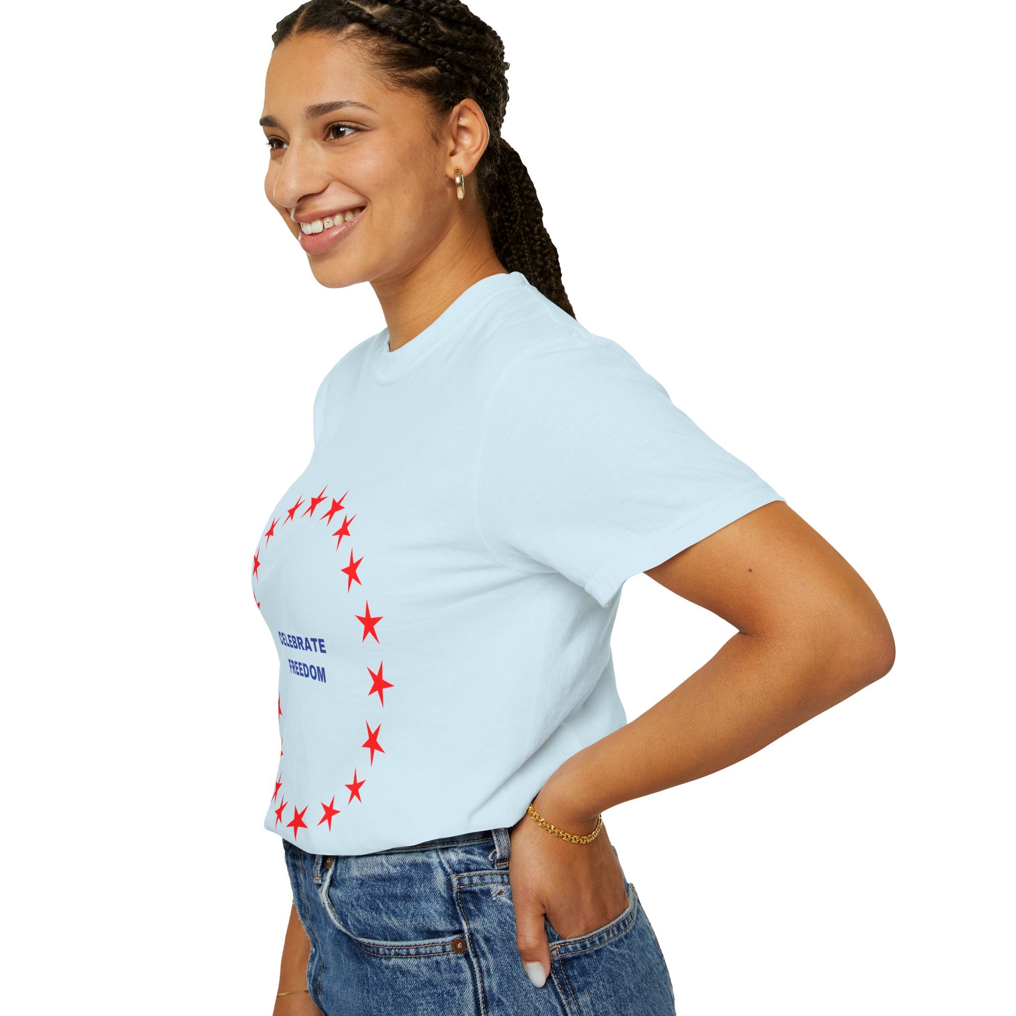 Celebrate Freedom Garment-Dyed T-shirt, Unisex Tee, Casual Wear, Patriotic Gift, July 4th, Comfortable Fashion
