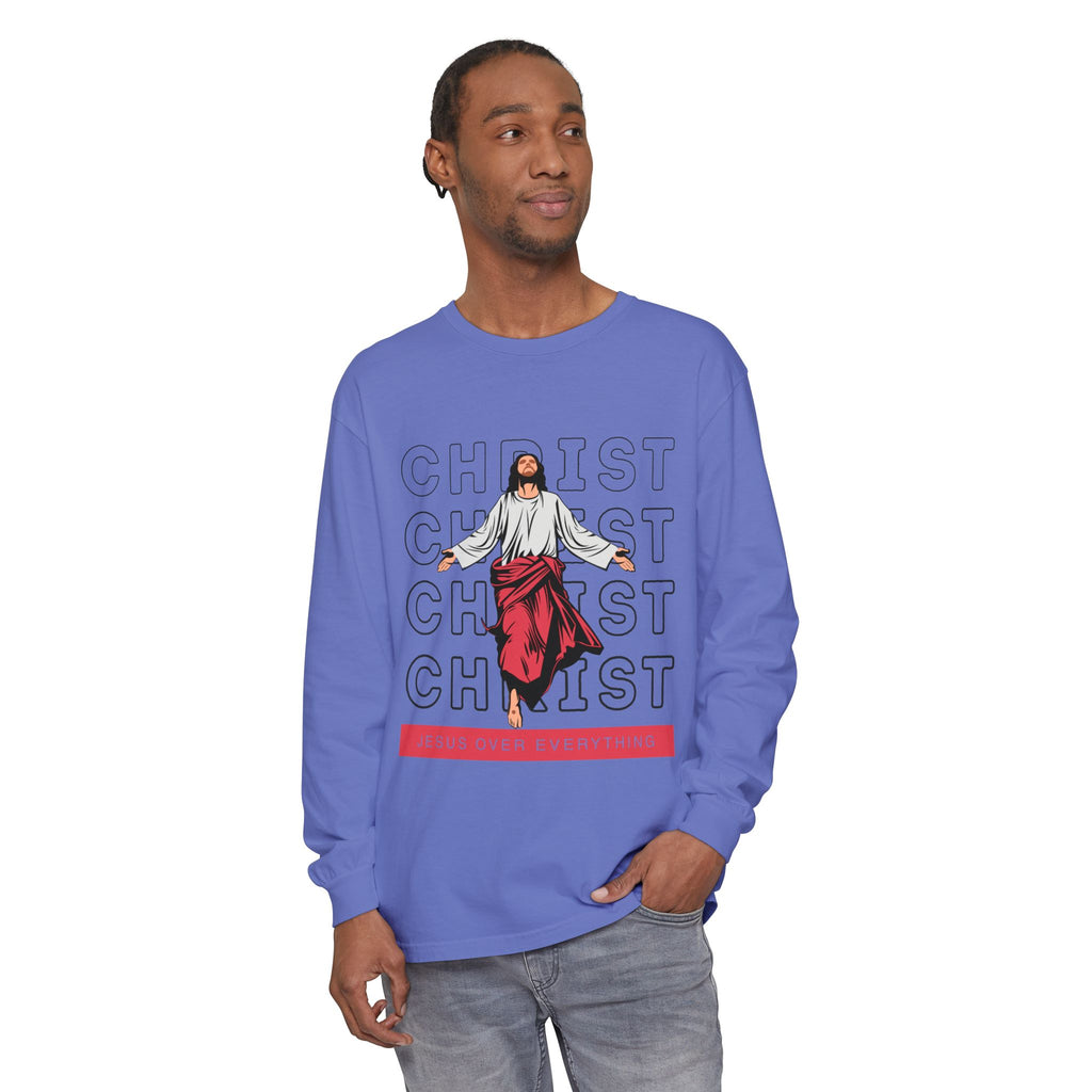 Unisex Long Sleeve T-Shirt - Jesus Over Everything, Christian Apparel, Faith-Based Gift, Spiritual Wear, Gospel Fashion