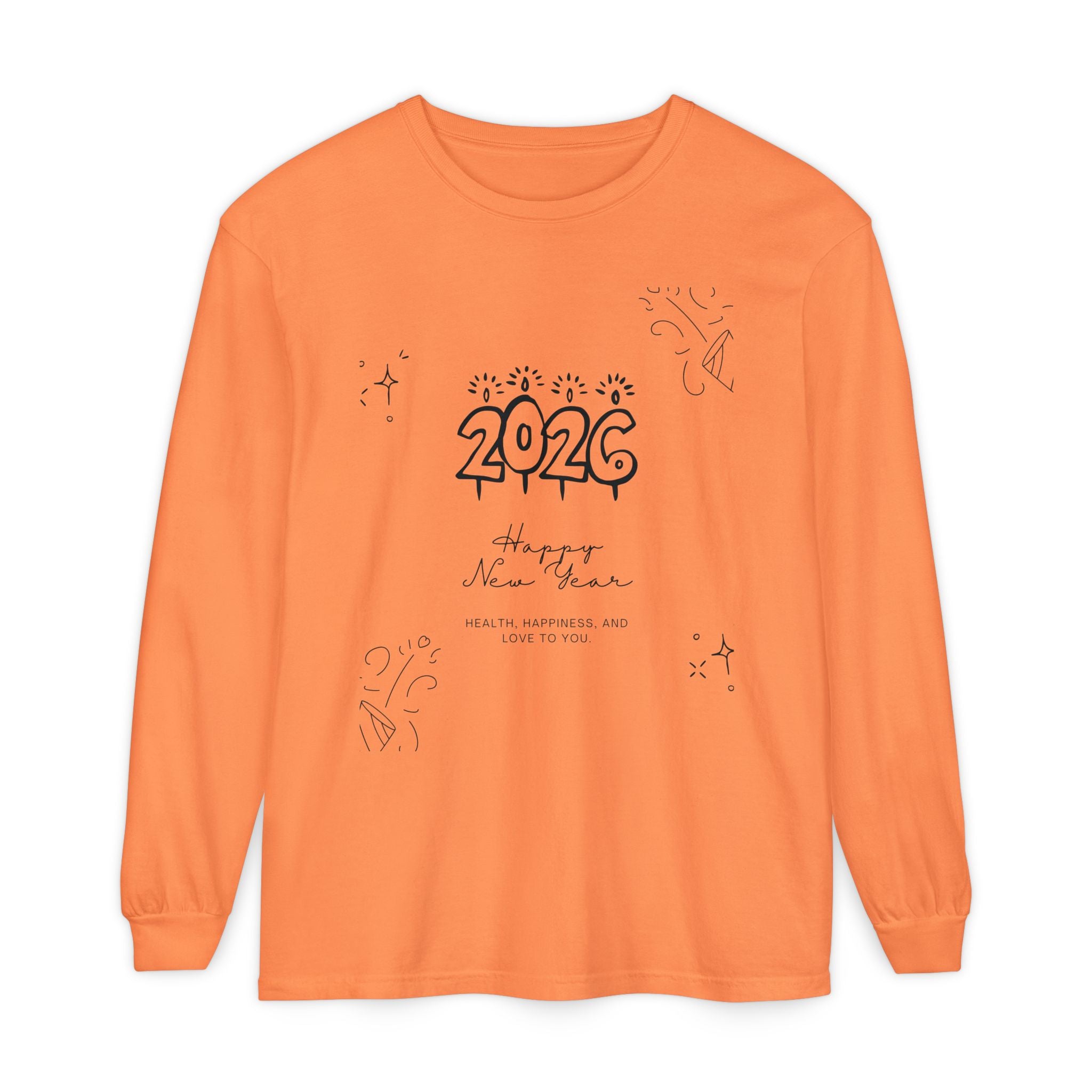2026 Happy New Year Long Sleeve T-Shirt | Cozy Holiday Top, Unisex Style, Celebration Apparel, Gift for Him/Her, Festive Fashion