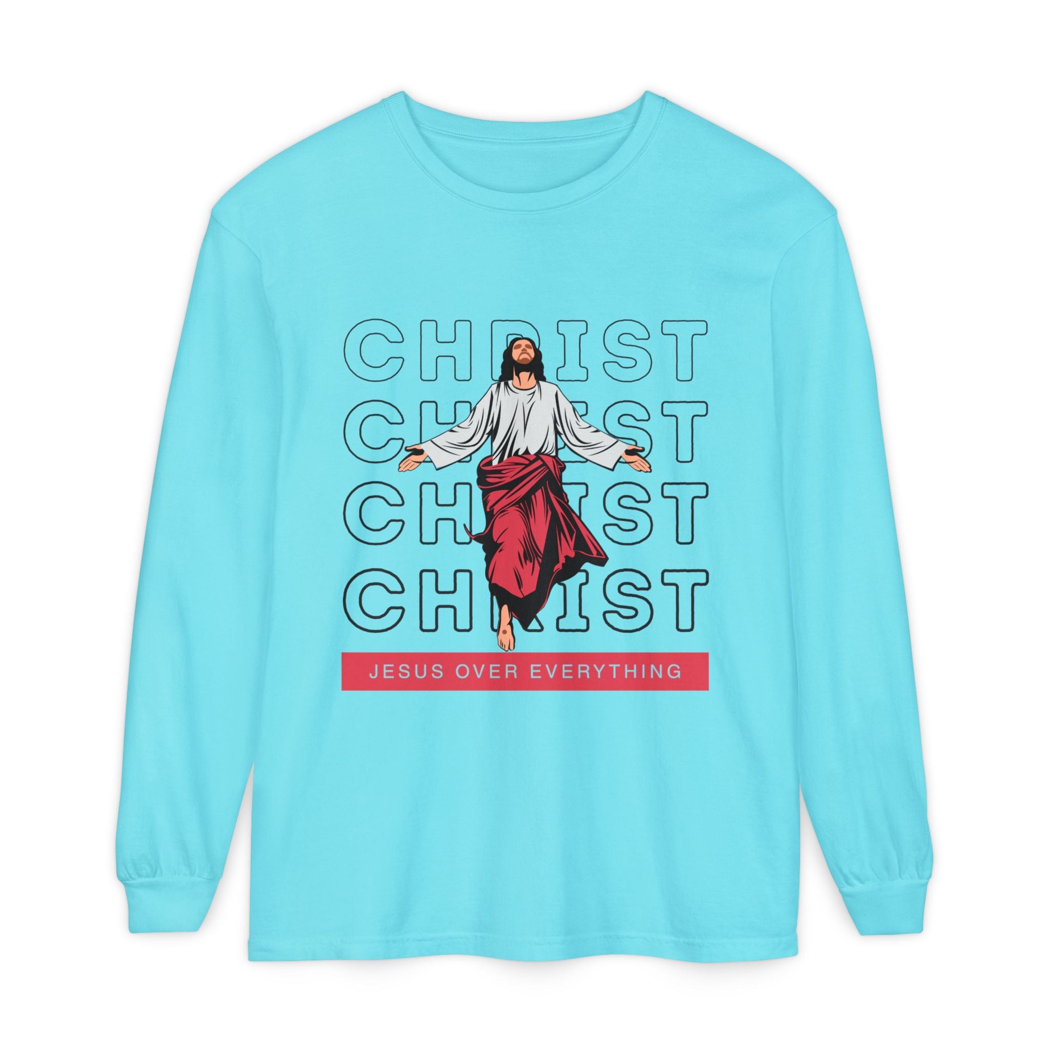 Unisex Long Sleeve T-Shirt - Jesus Over Everything, Christian Apparel, Faith-Based Gift, Spiritual Wear, Gospel Fashion