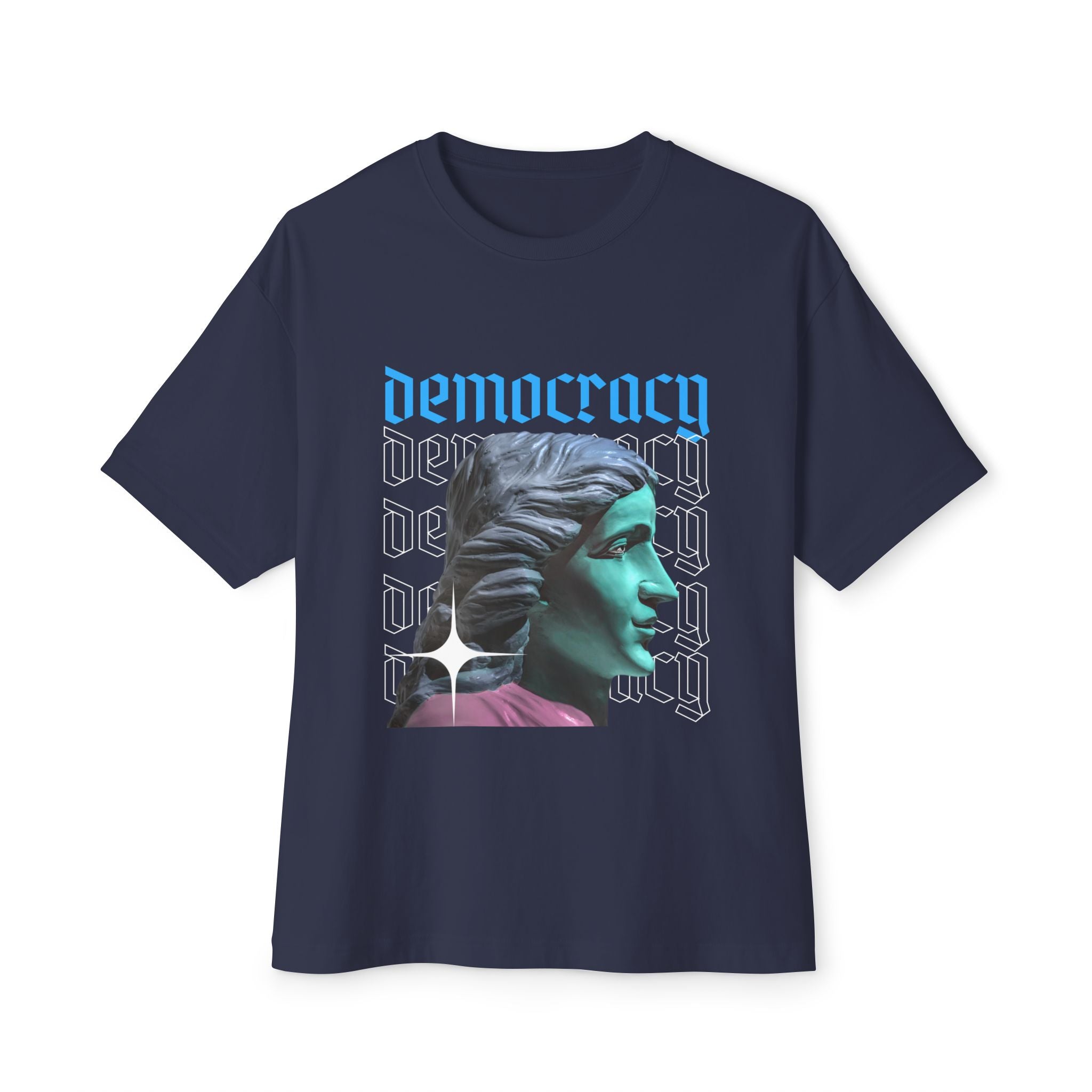 Democracy Graphic Oversized Tee, Unisex Boxy T-Shirt, Statement Fashion Top, Casual Wear, Gift for Activists, Cool Streetwear