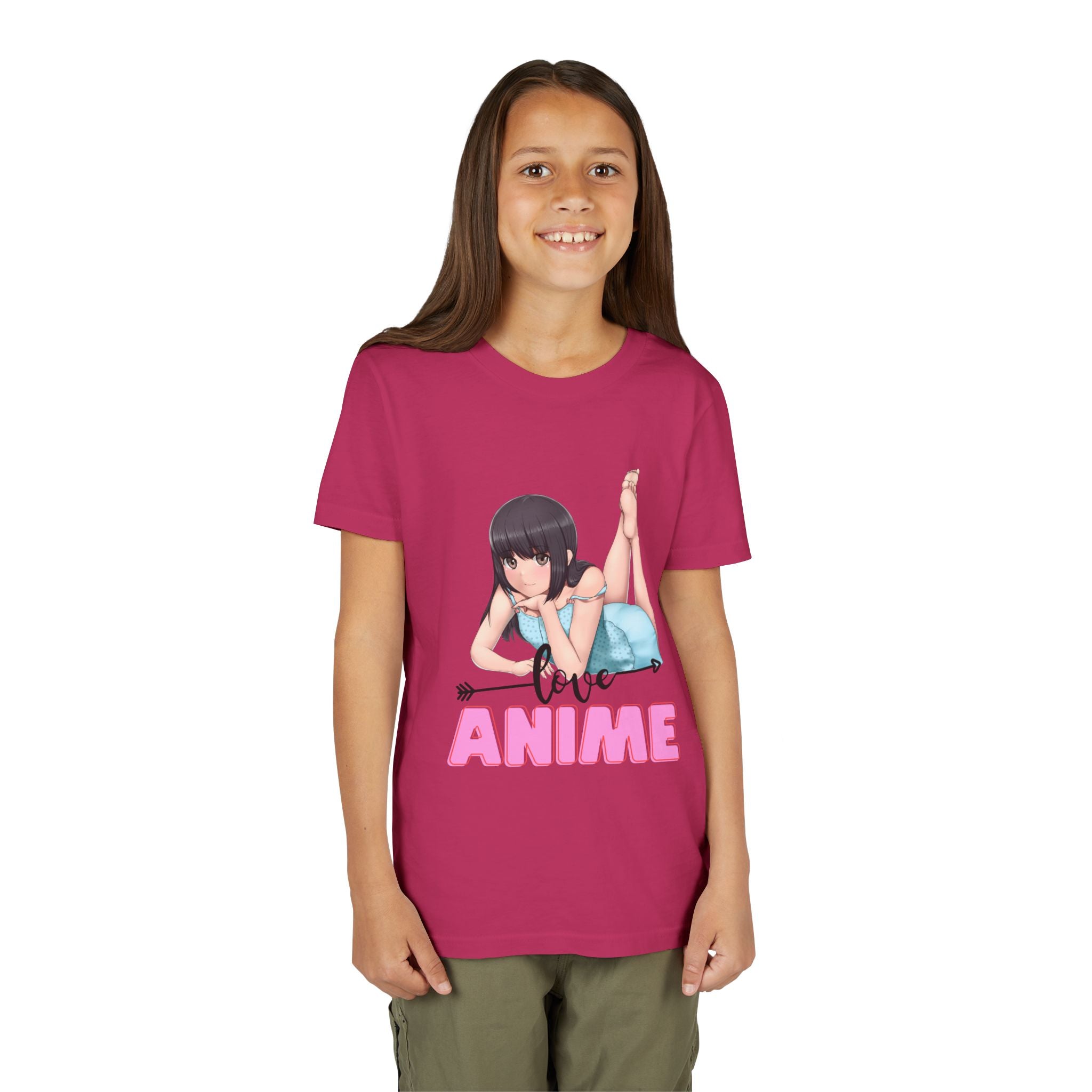Anime Love Youth Tee, Kids' Anime Shirt, Manga Fans Gift, Cute Youth T-Shirt, Kawaii Apparel for Kids, Anime Enthusiasts Tee