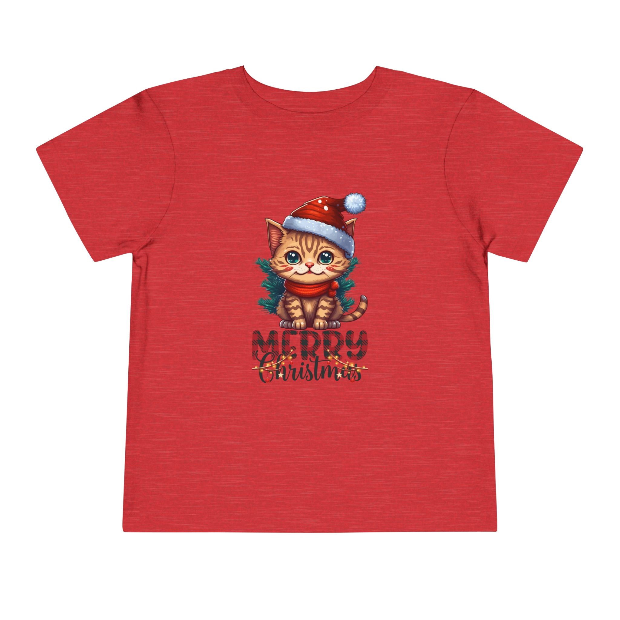 Cute Christmas Cat Tee for Toddlers, Holiday Shirt, Gift for Kids, Merry Christmas Tee, Fun Winter Wear, Festive Toddler Outfit