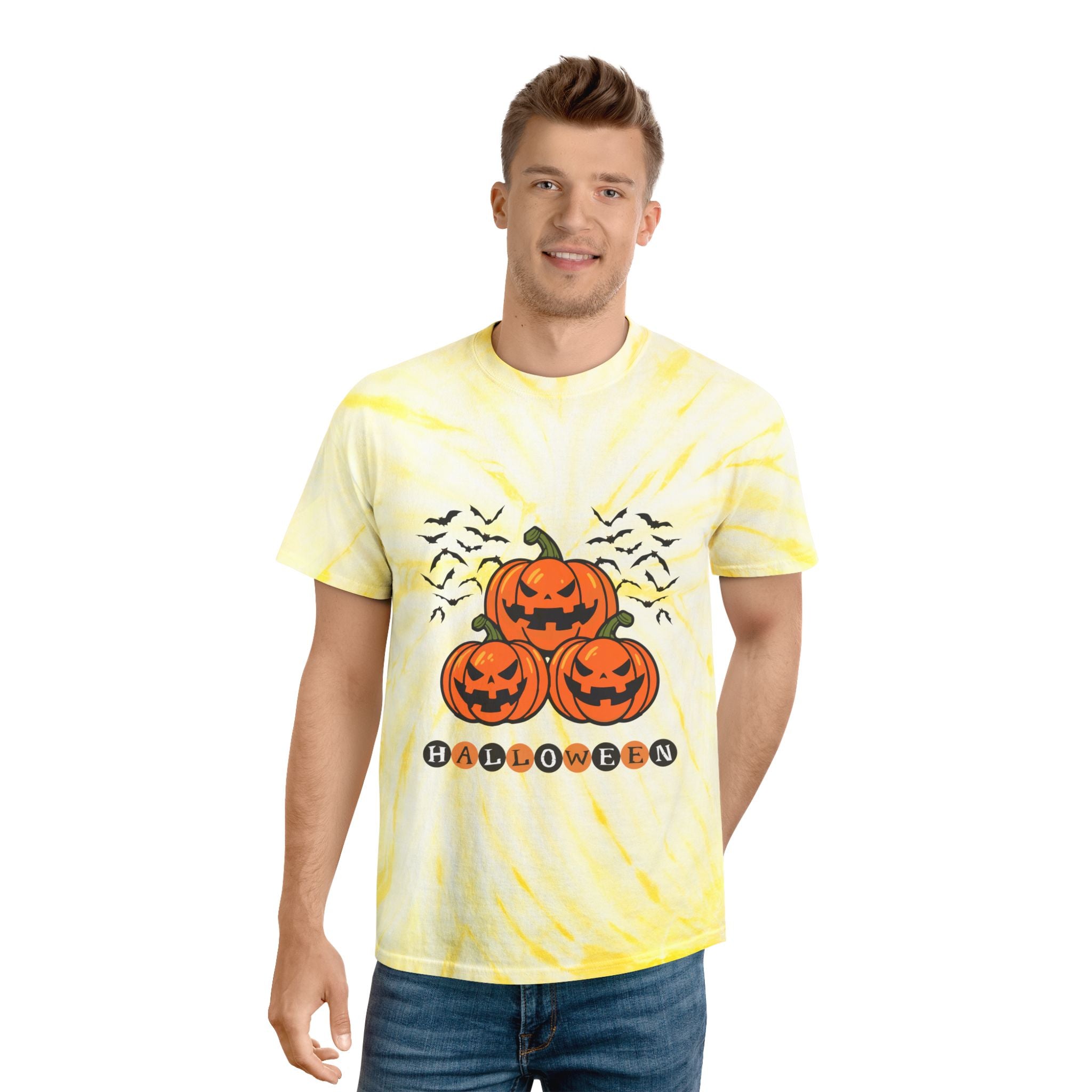 Halloween Tie-Dye Tee, Pumpkin Tee, Fall Fashion, Festival Shirt, Unique Gift, Boho Style Top