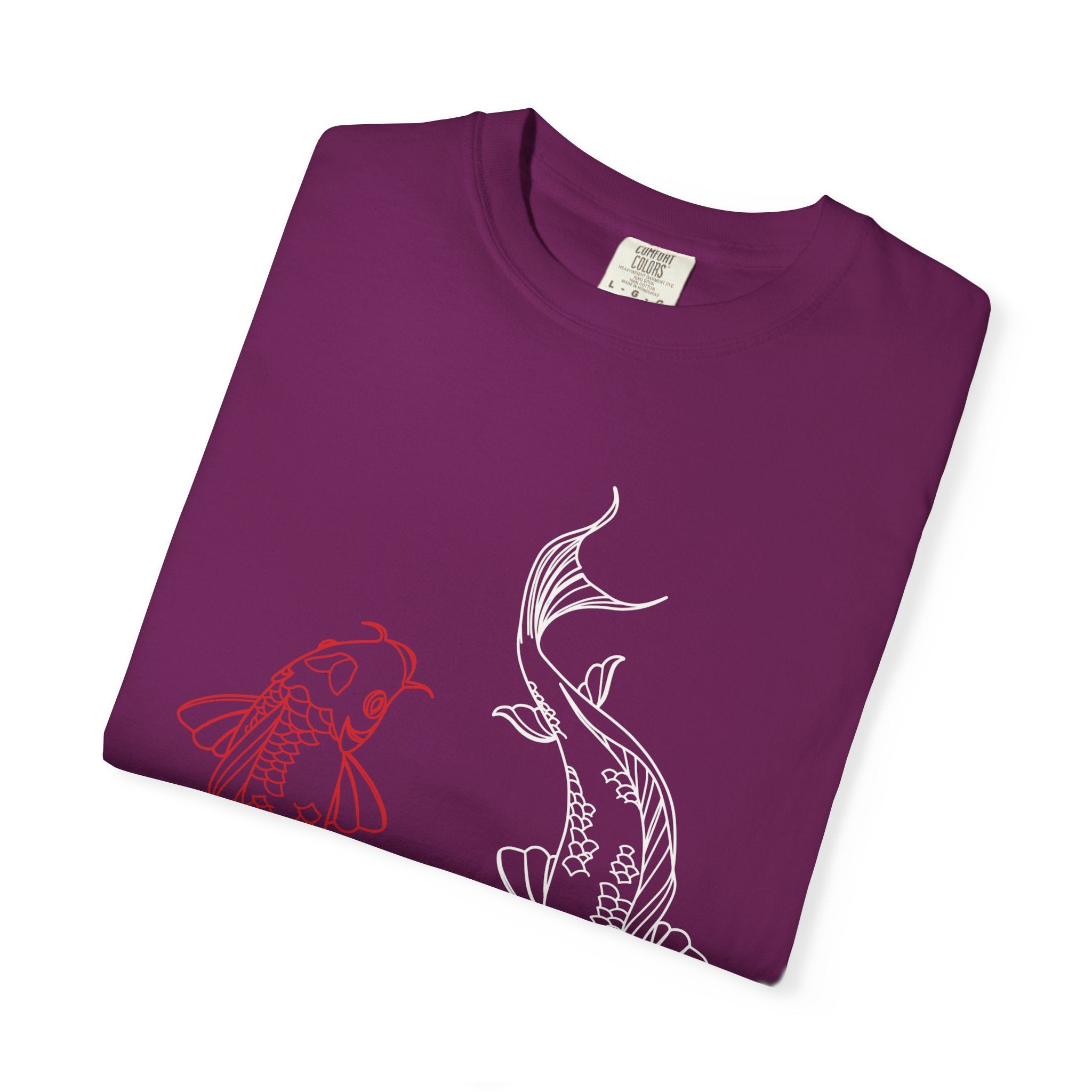 Koi Fish Garment-Dyed T-shirt, Unisex Tee, Casual Wear, Nature Lover Gift, Birthday Present, Relaxed Fit T-Shirt