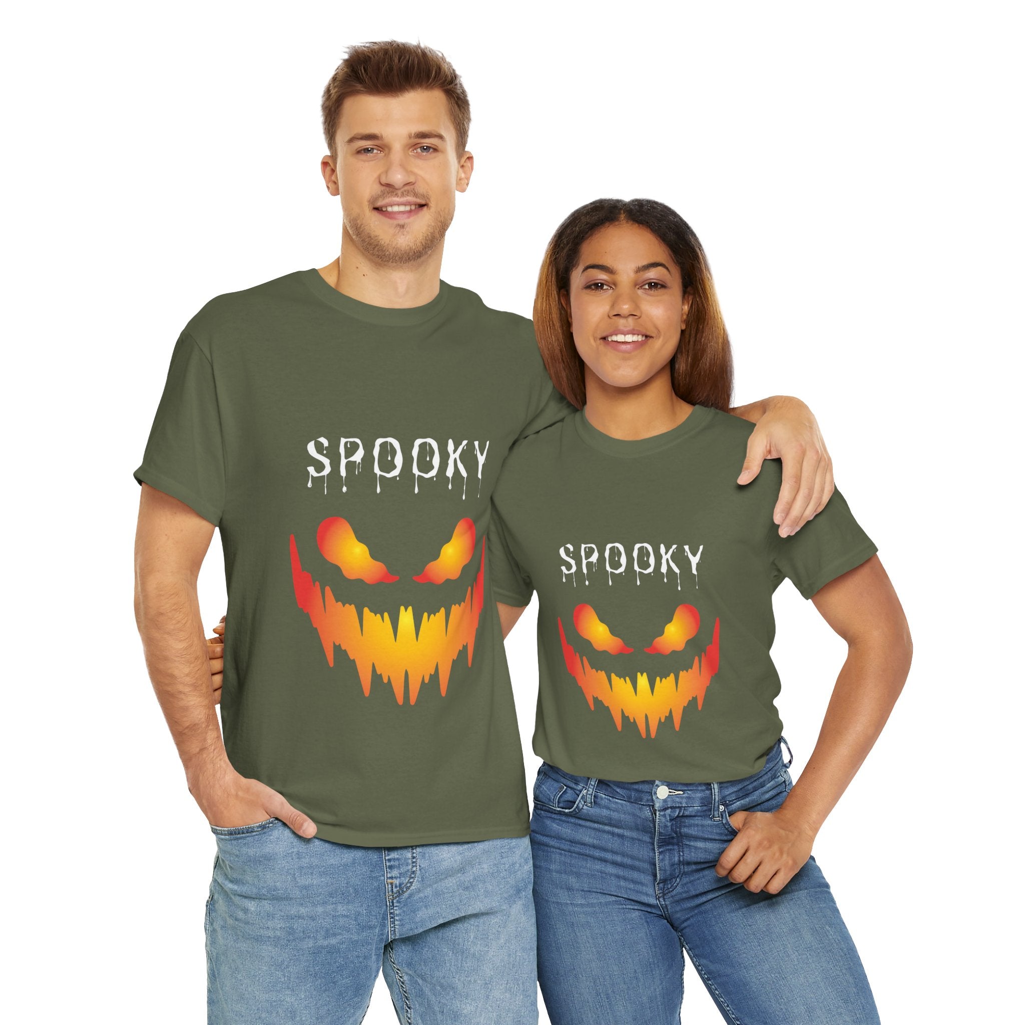 Spooky Unisex Heavy Cotton Tee - Halloween Shirt, Goth Fashion, Casual Wear, Festival Tee, Gift for Horror Fans