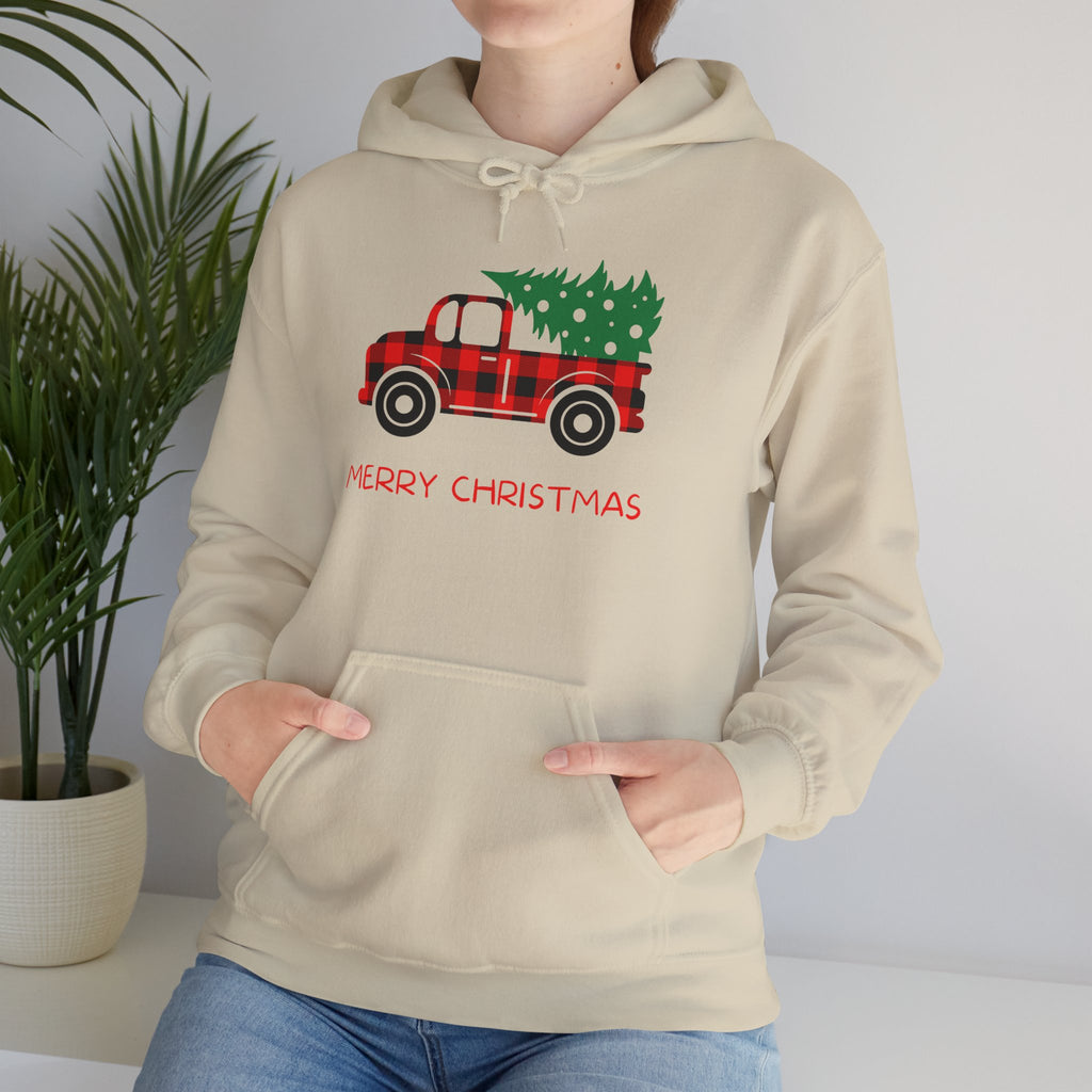 Merry Christmas Truck Hoodie, Festive Sweatshirt, Holiday Gift, Cozy Winter Apparel, Unisex Christmas Wear