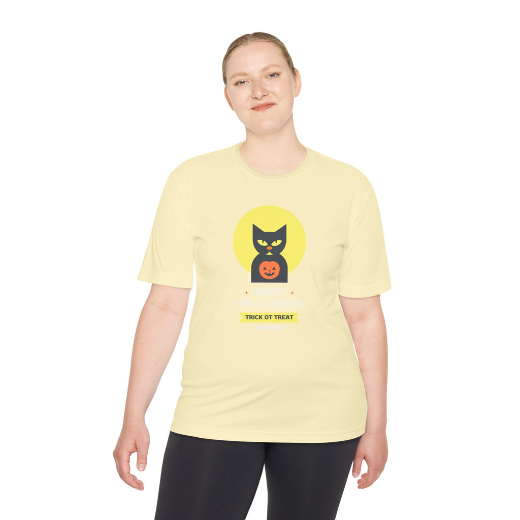 Halloween Cat Unisex Moisture Wicking Tee, Spooky T-Shirt, Trick or Treat Tee, Halloween Costume Shirt, Fall Apparel