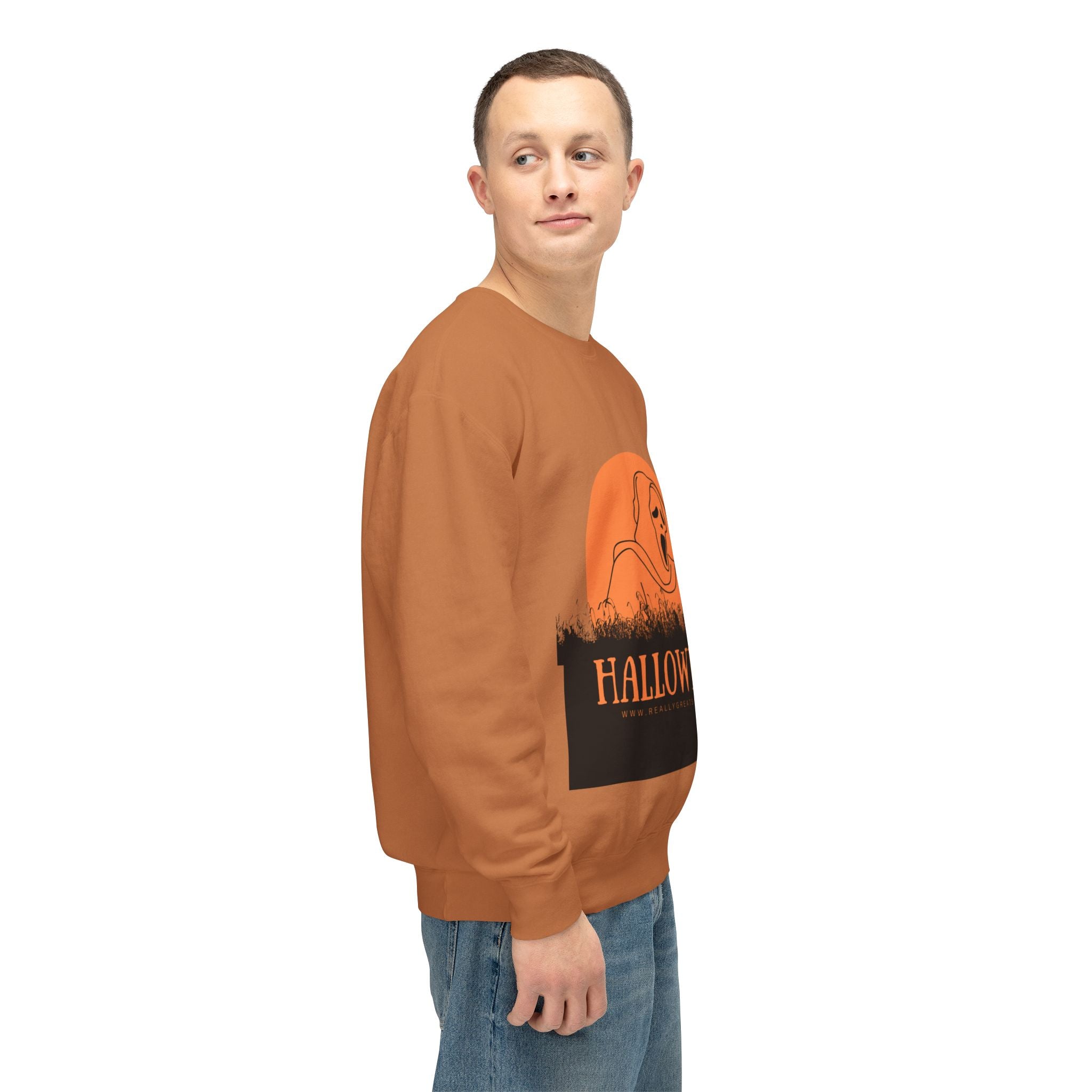 Halloween Ghost Unisex Lightweight Crewneck Sweatshirt, Fall Fashion, Cozy Gift, Halloween Party, Spooky Season Apparel